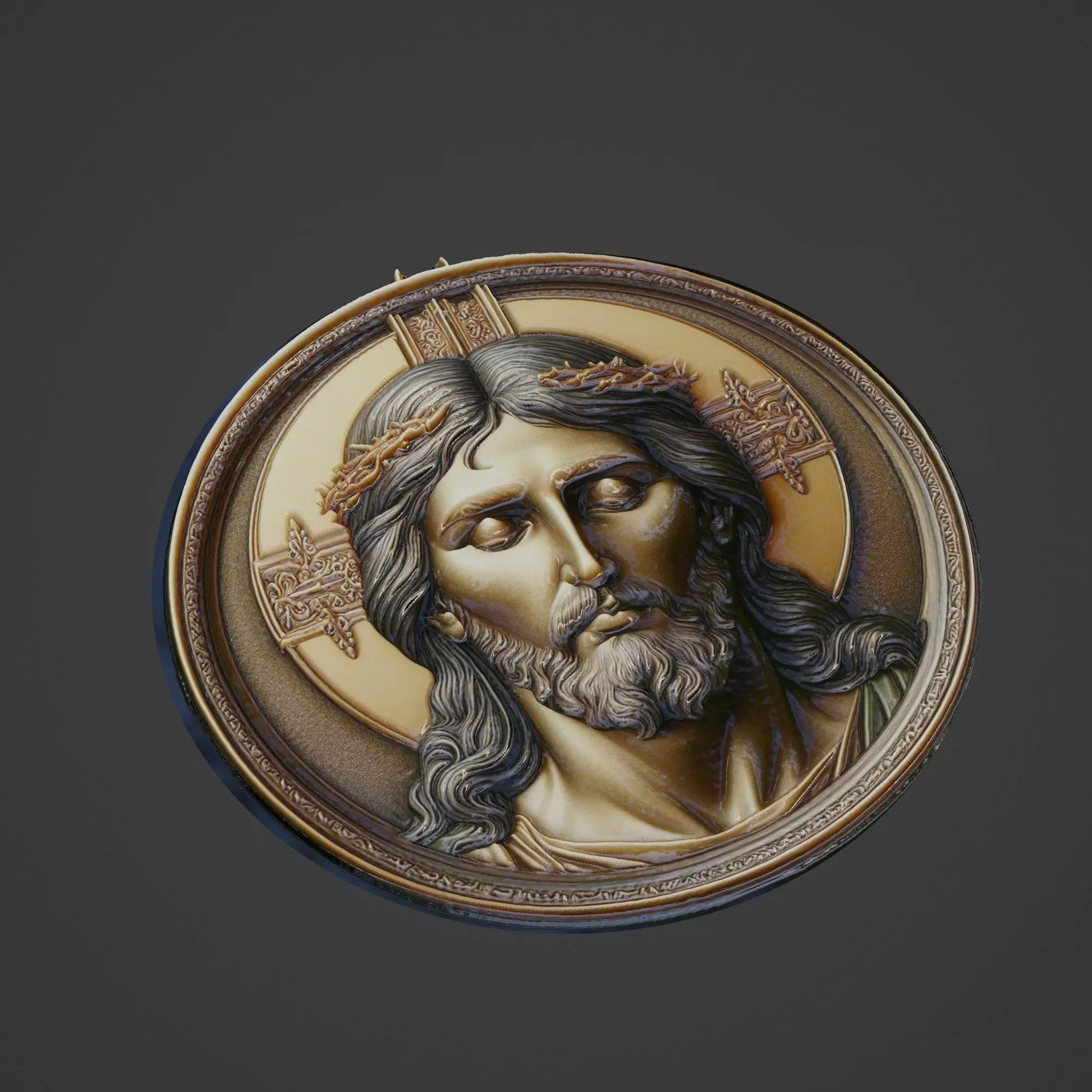 Jesus Christianity Medallion 3D print model_0