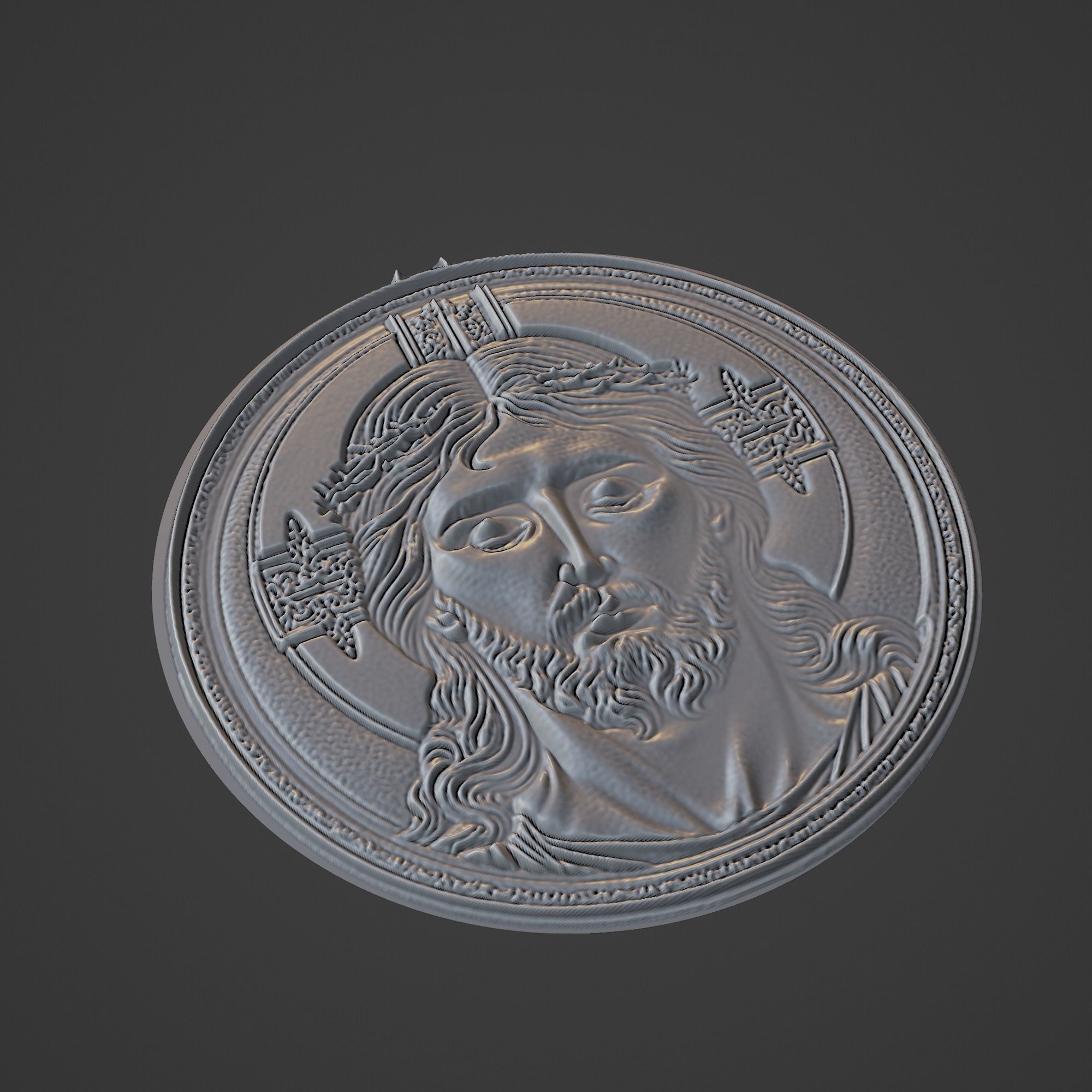 Jesus Christianity Medallion 3D print model_1