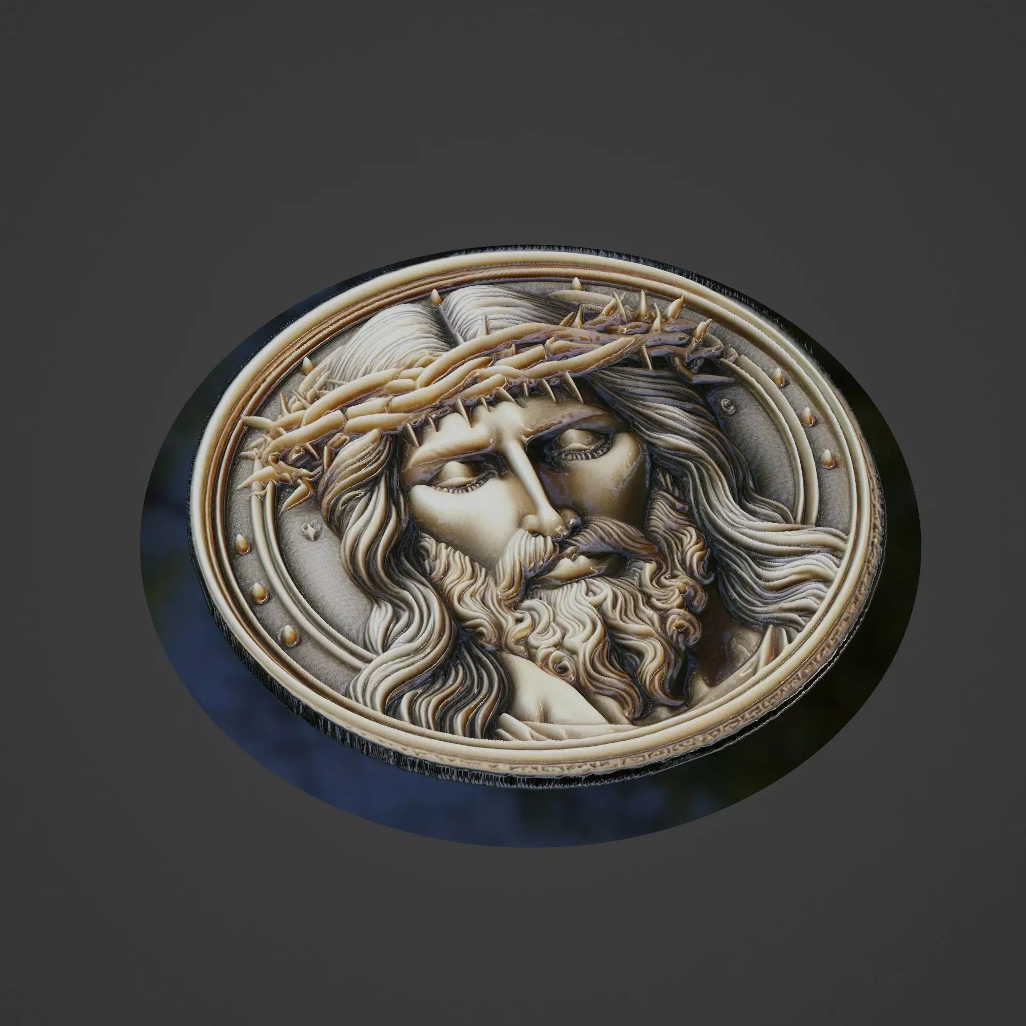 Jesus Christianity Medallion 3D print model_0