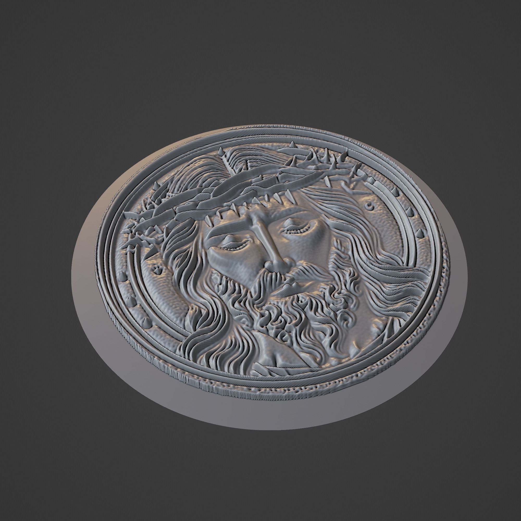 Jesus Christianity Medallion 3D print model_1