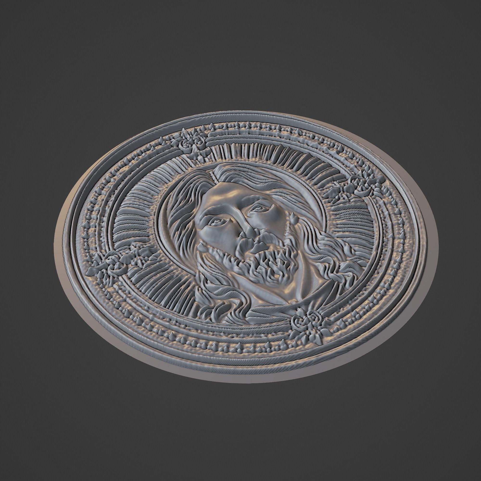 Jesus Christianity Medallion 3D print model_1