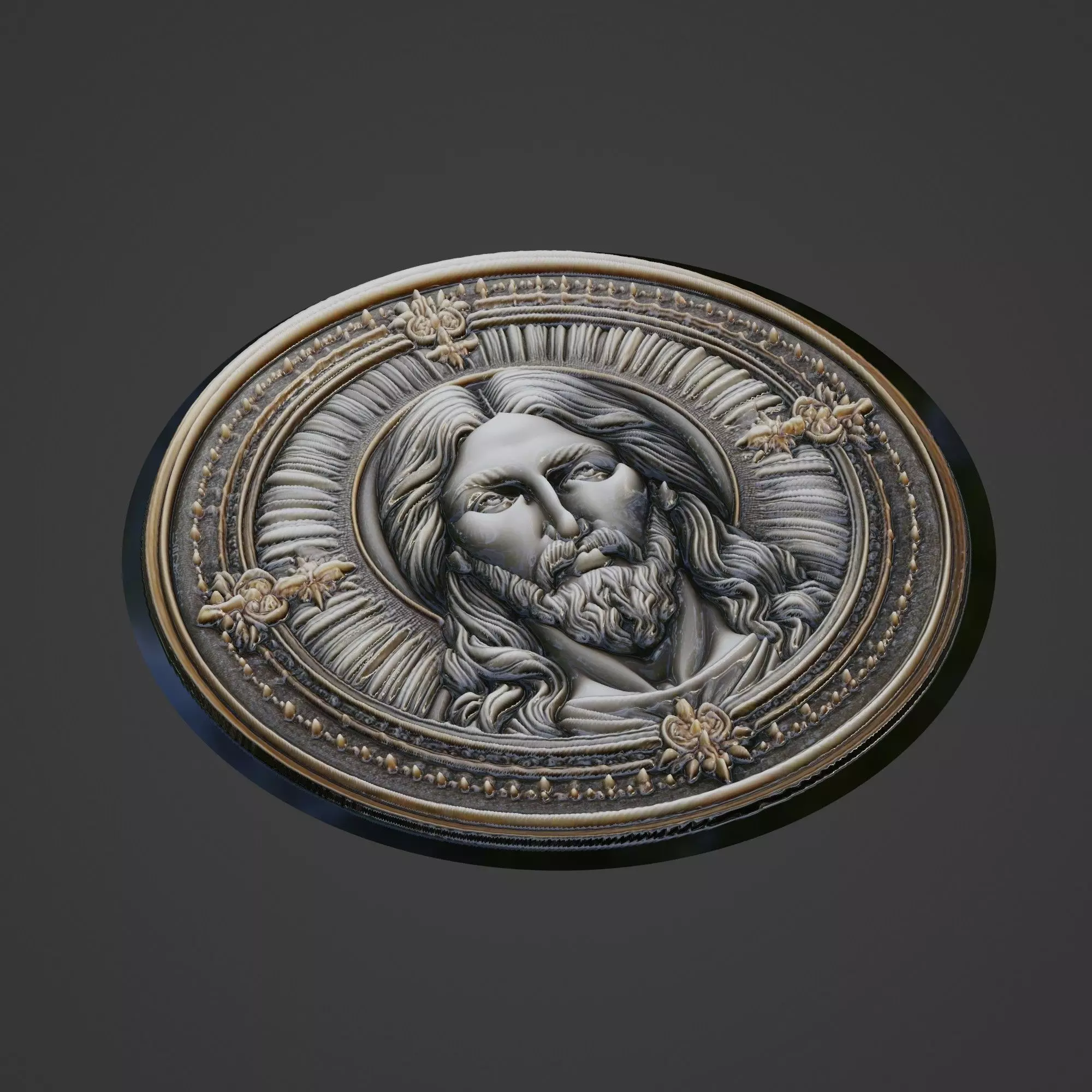 Jesus Christianity Medallion 3D print model_0