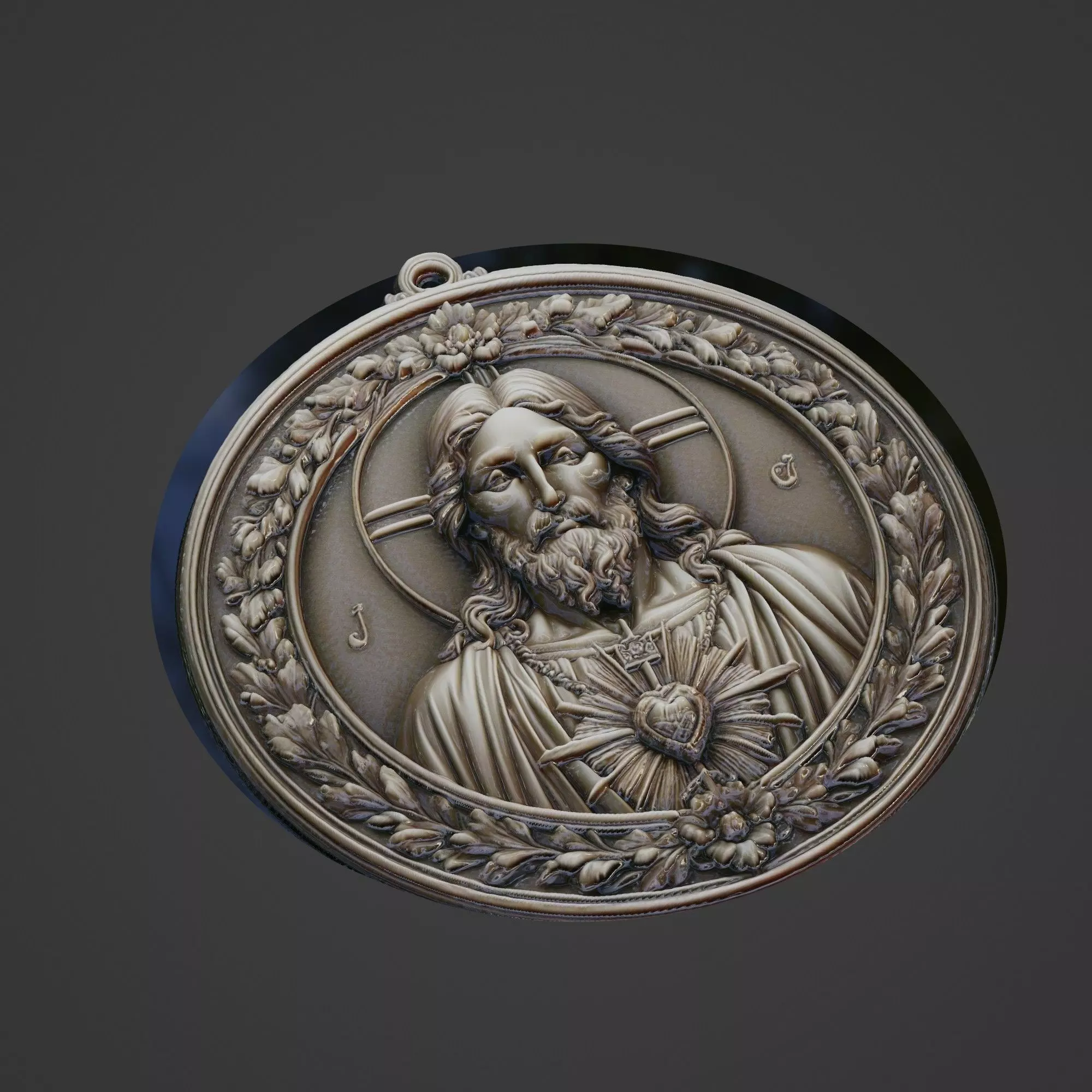 Jesus Christianity Medallion 3D print model_0