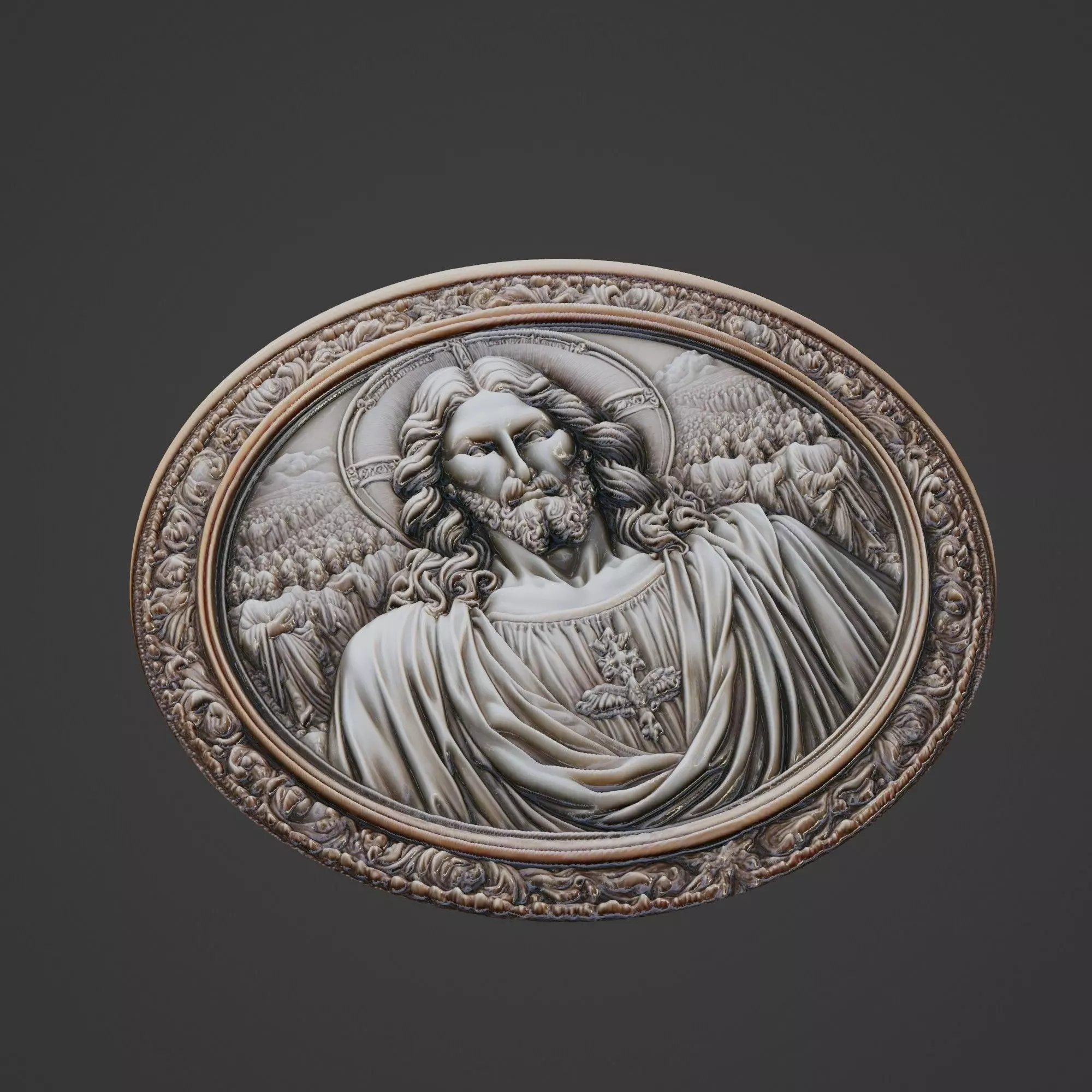 Jesus Christianity Medallion 3D print model_0