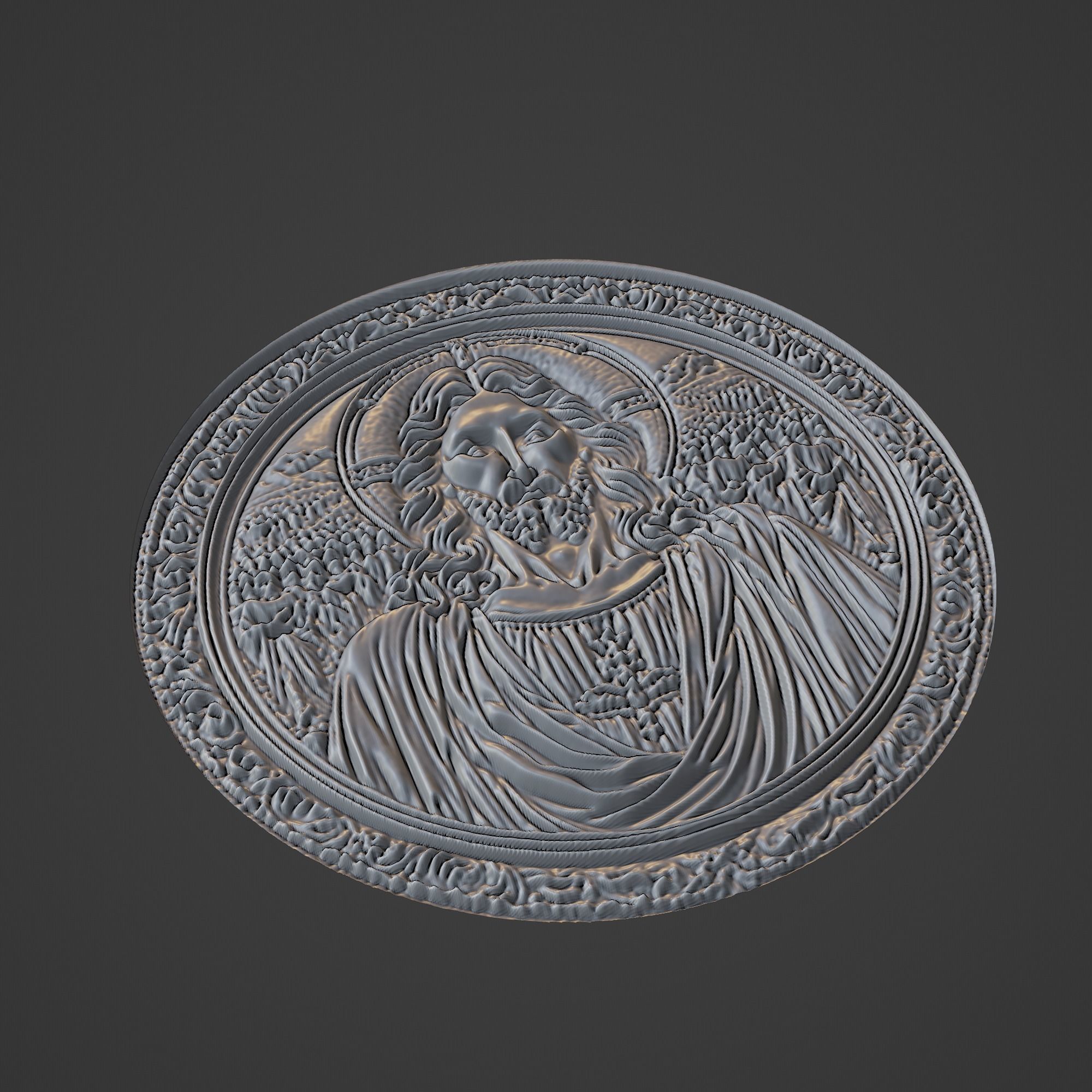 Jesus Christianity Medallion 3D print model_1