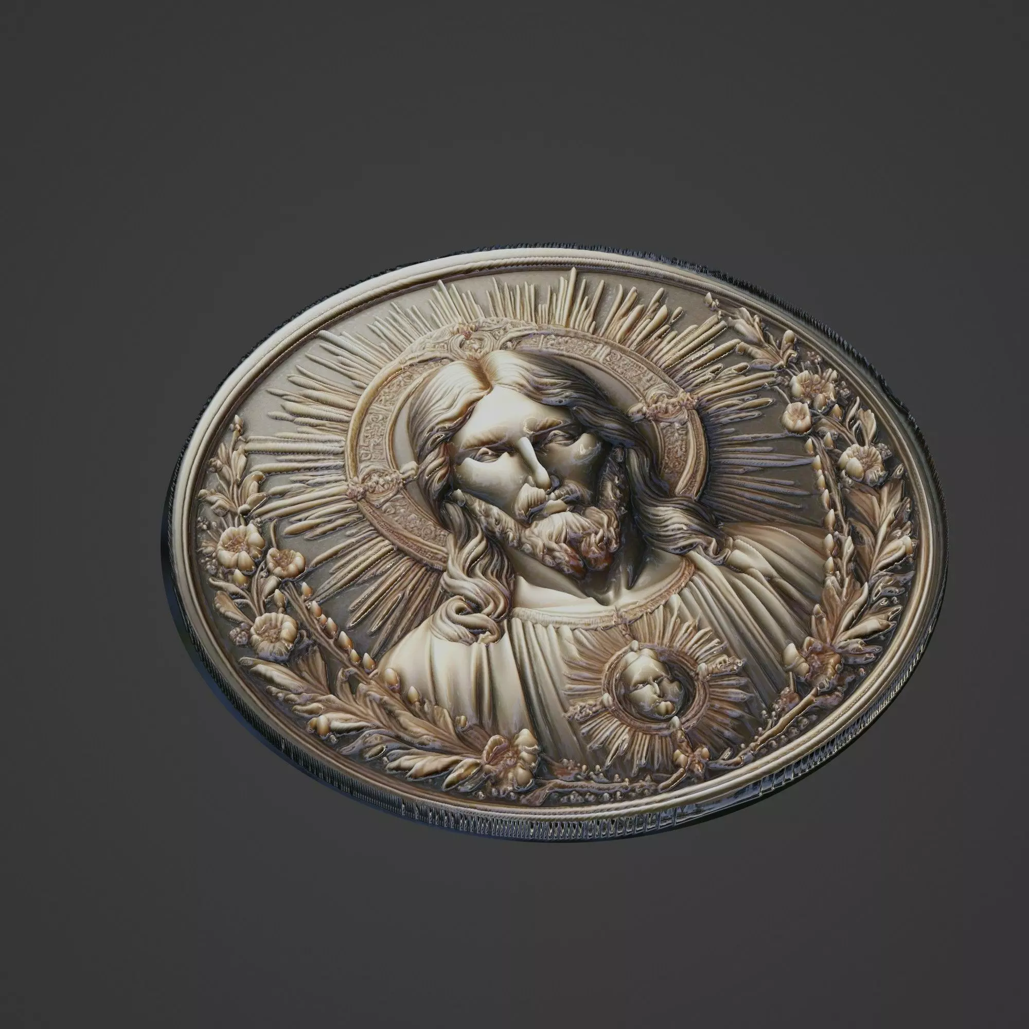 Jesus Christianity Medallion 3D print model_0