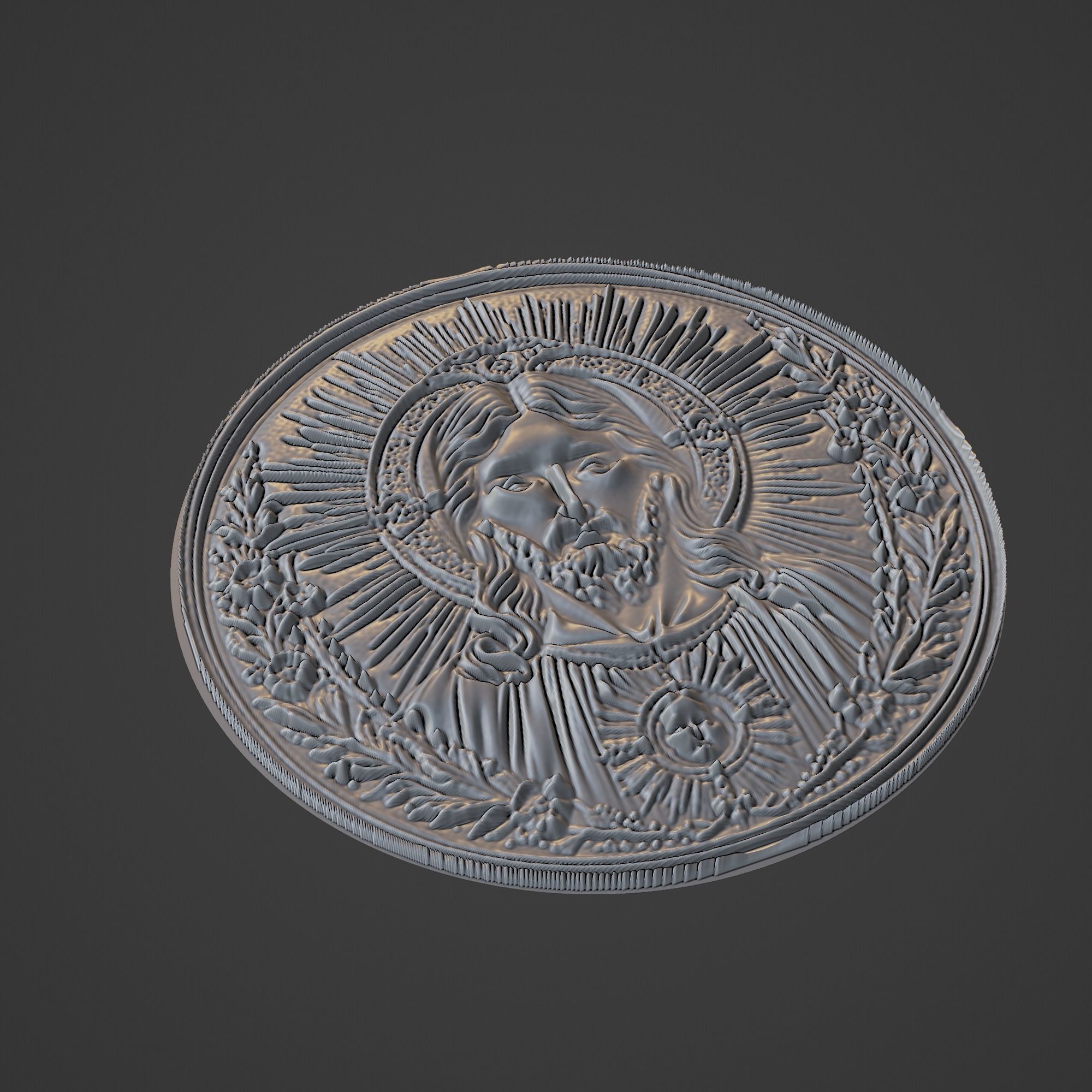Jesus Christianity Medallion 3D print model_1