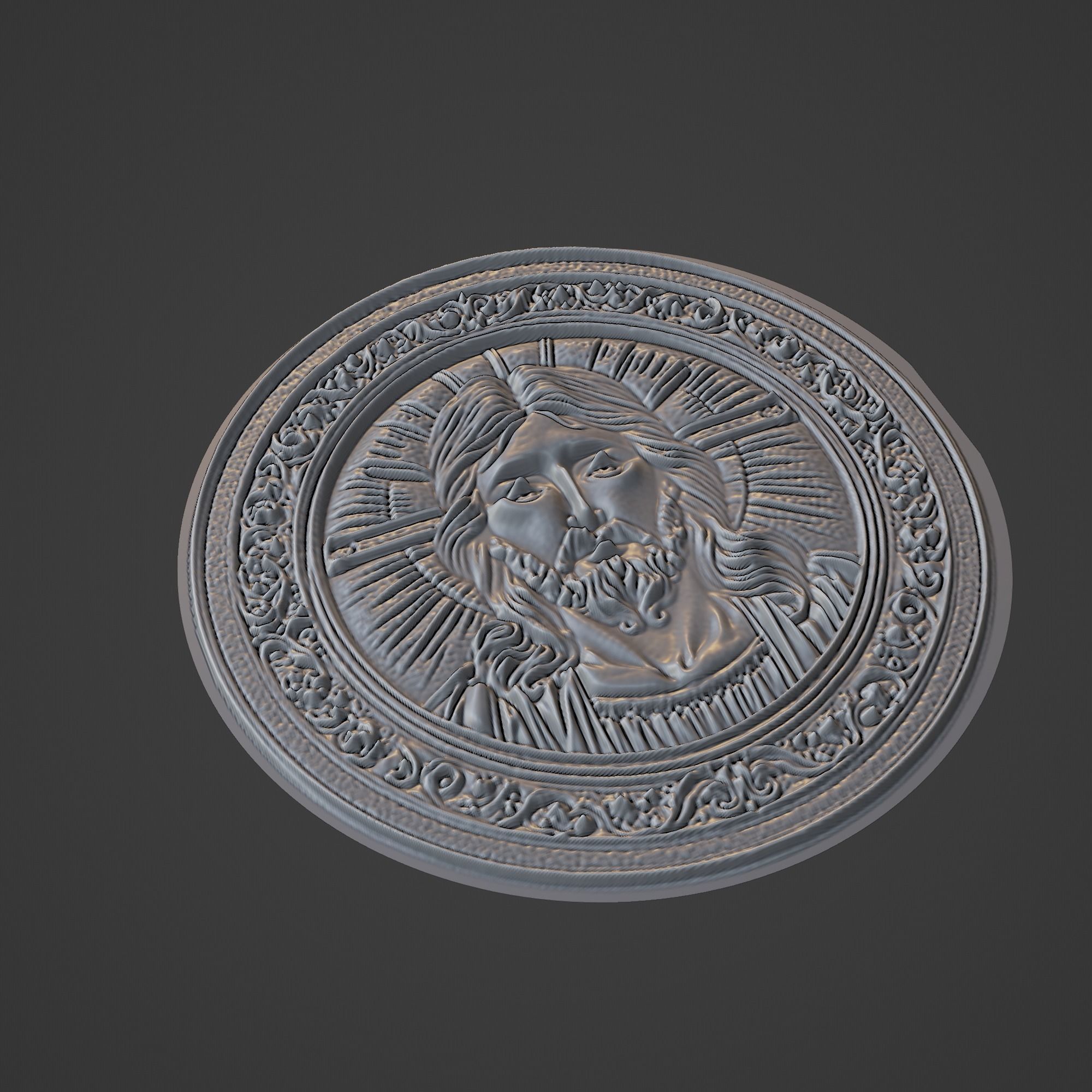 Jesus Christianity Medallion 3D print model_1