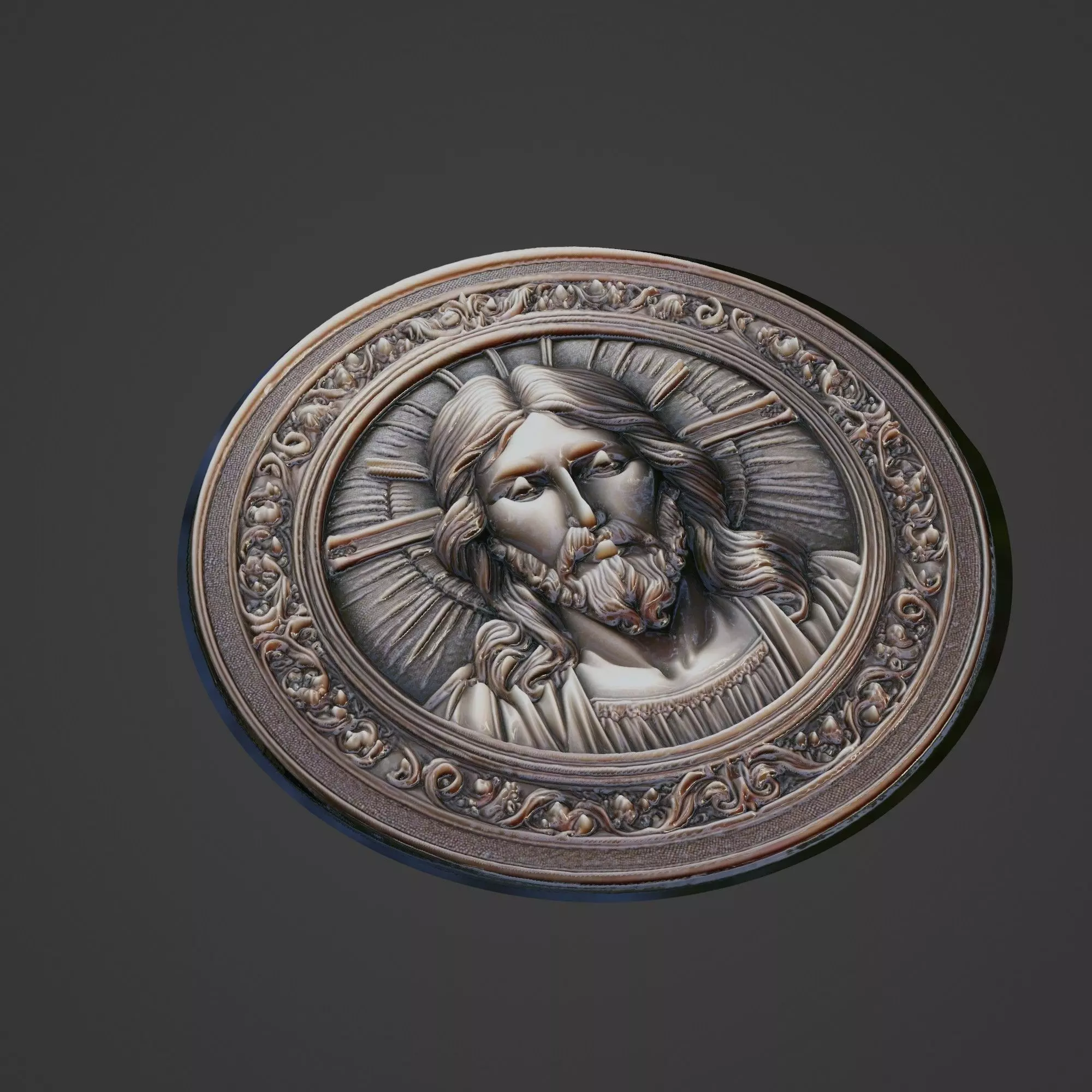 Jesus Christianity Medallion 3D print model_0