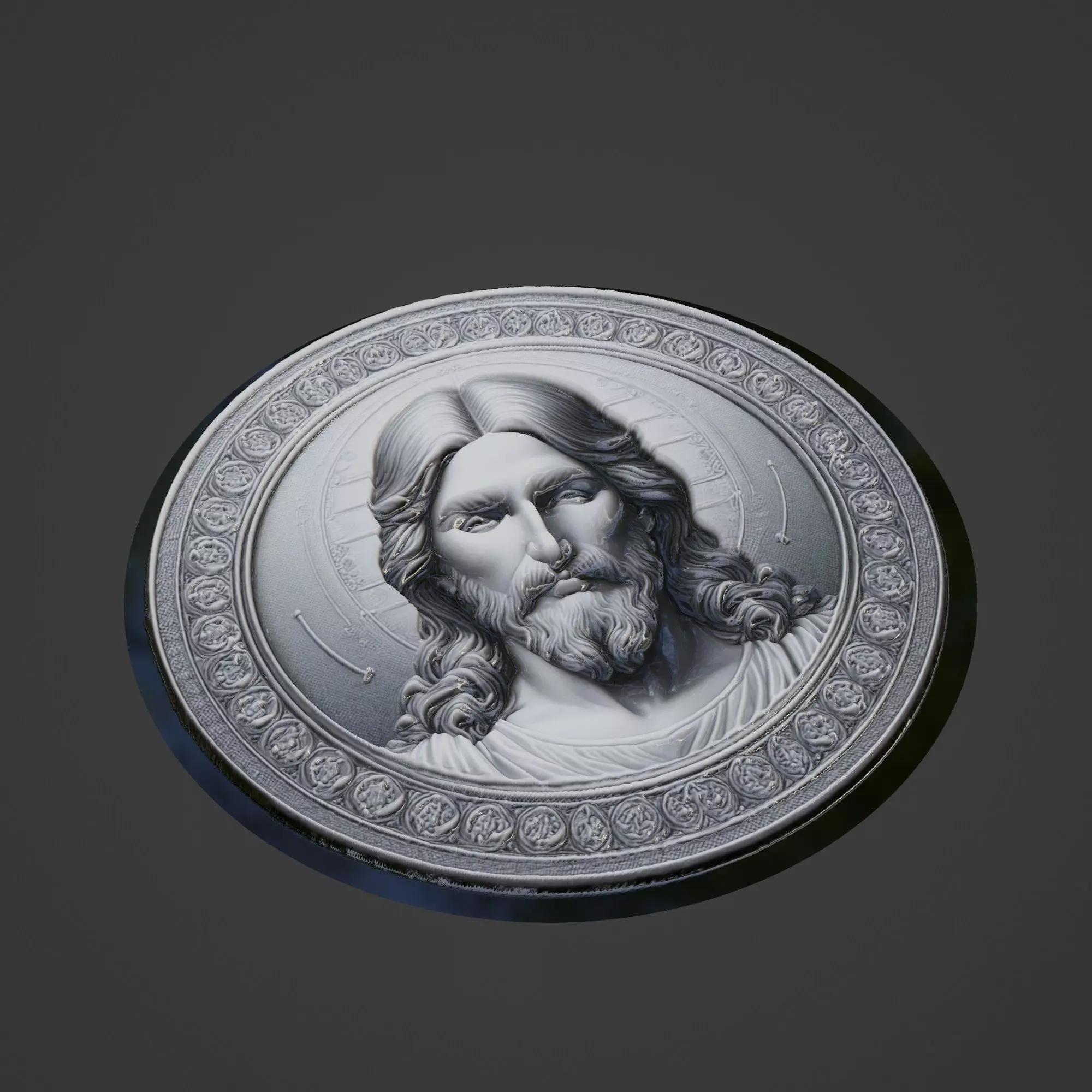 Jesus Christianity Medallion 3D print model_0