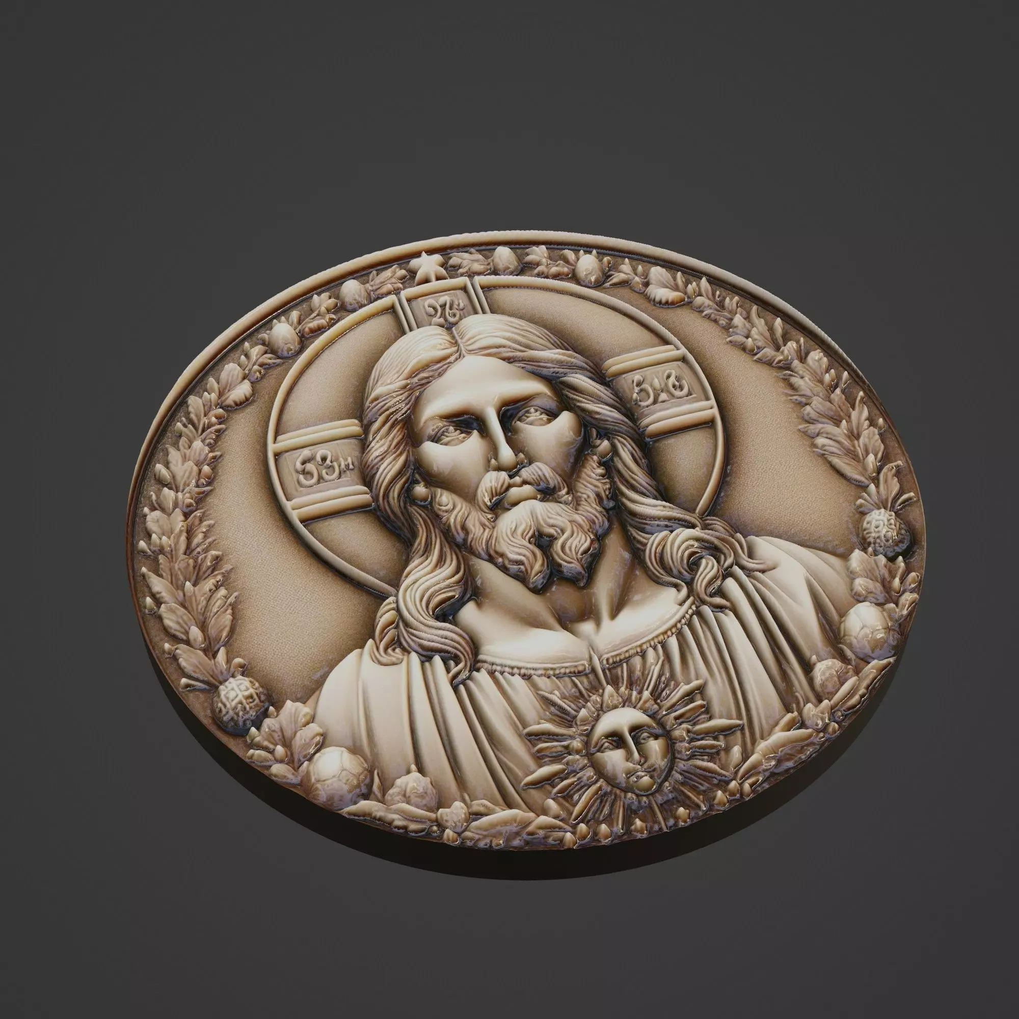 Jesus Christianity Medallion 3D print model_0