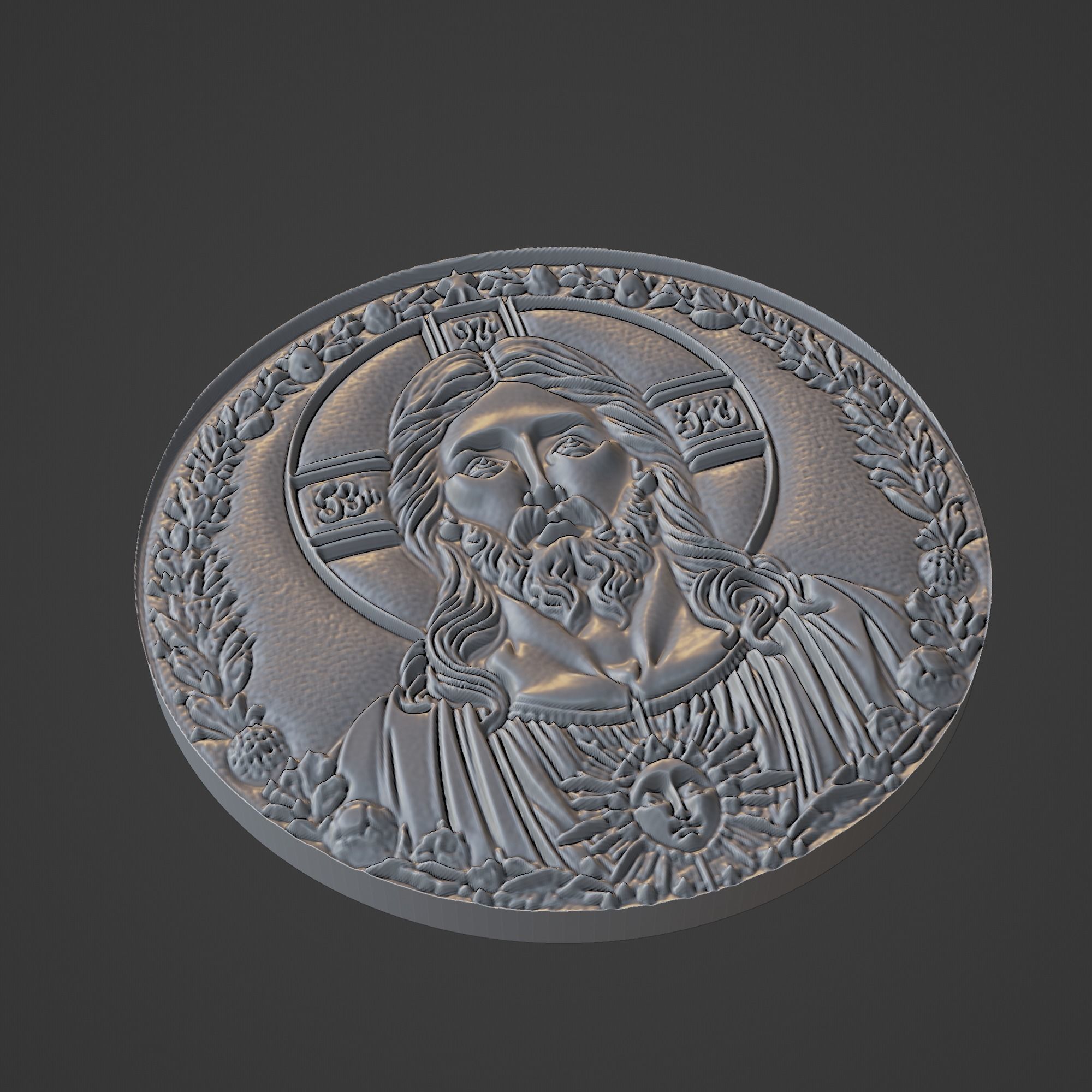 Jesus Christianity Medallion 3D print model_1