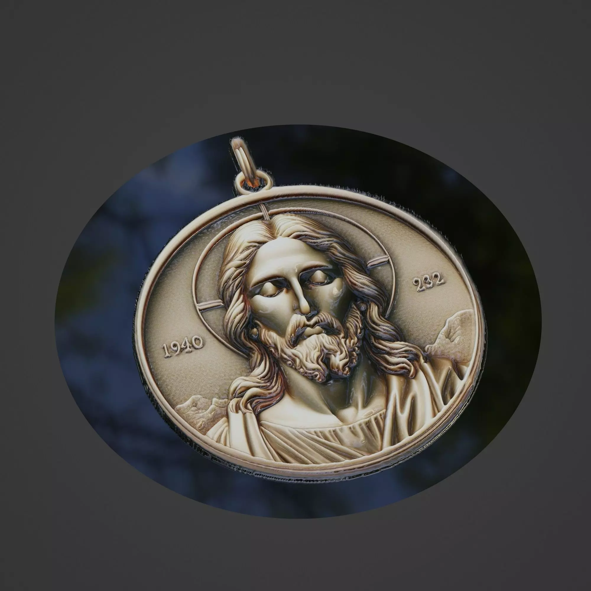 Jesus Christianity Medallion 3D print model_0