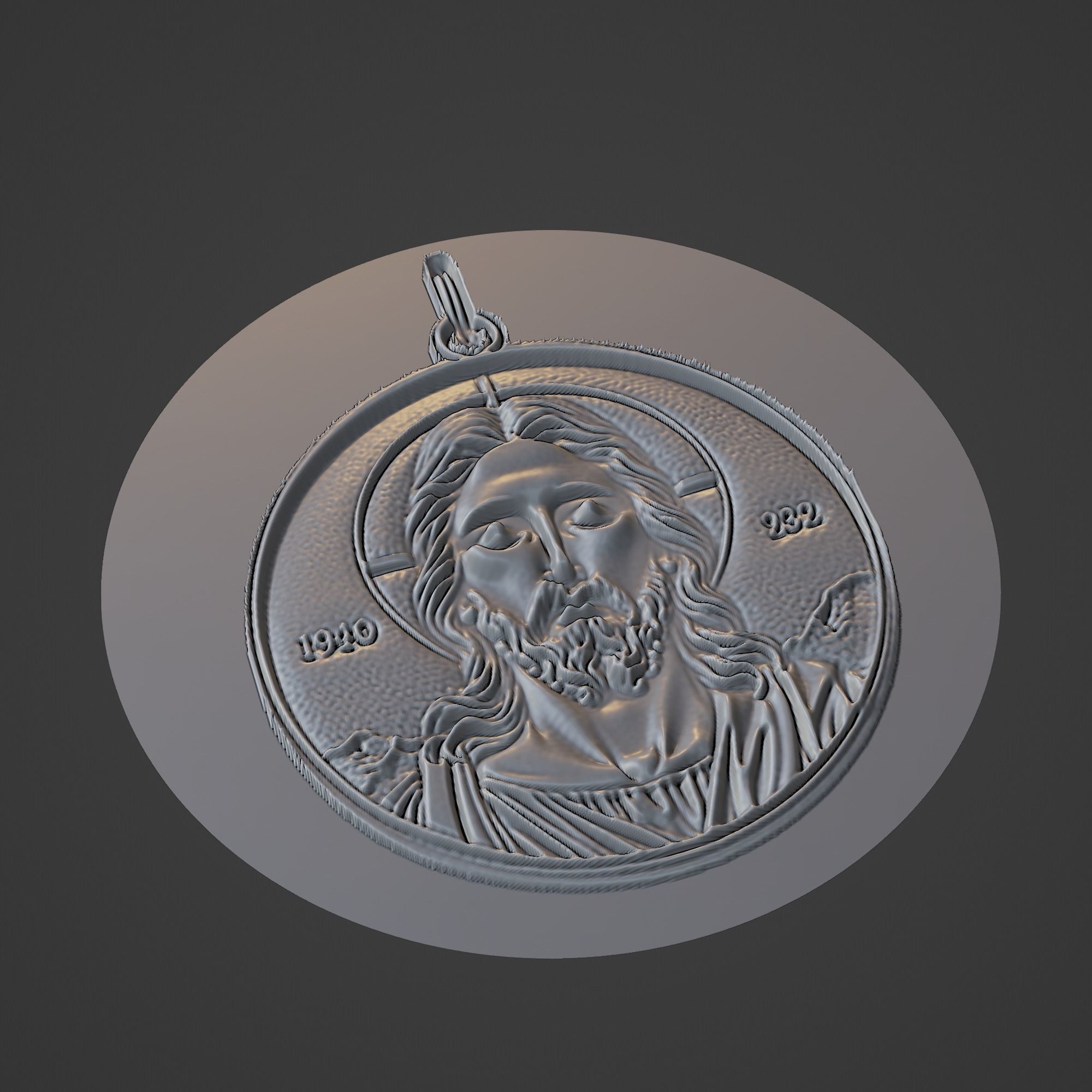 Jesus Christianity Medallion 3D print model_1