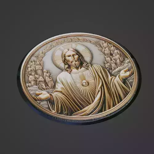 Jesus Christianity Medallion 3D print model