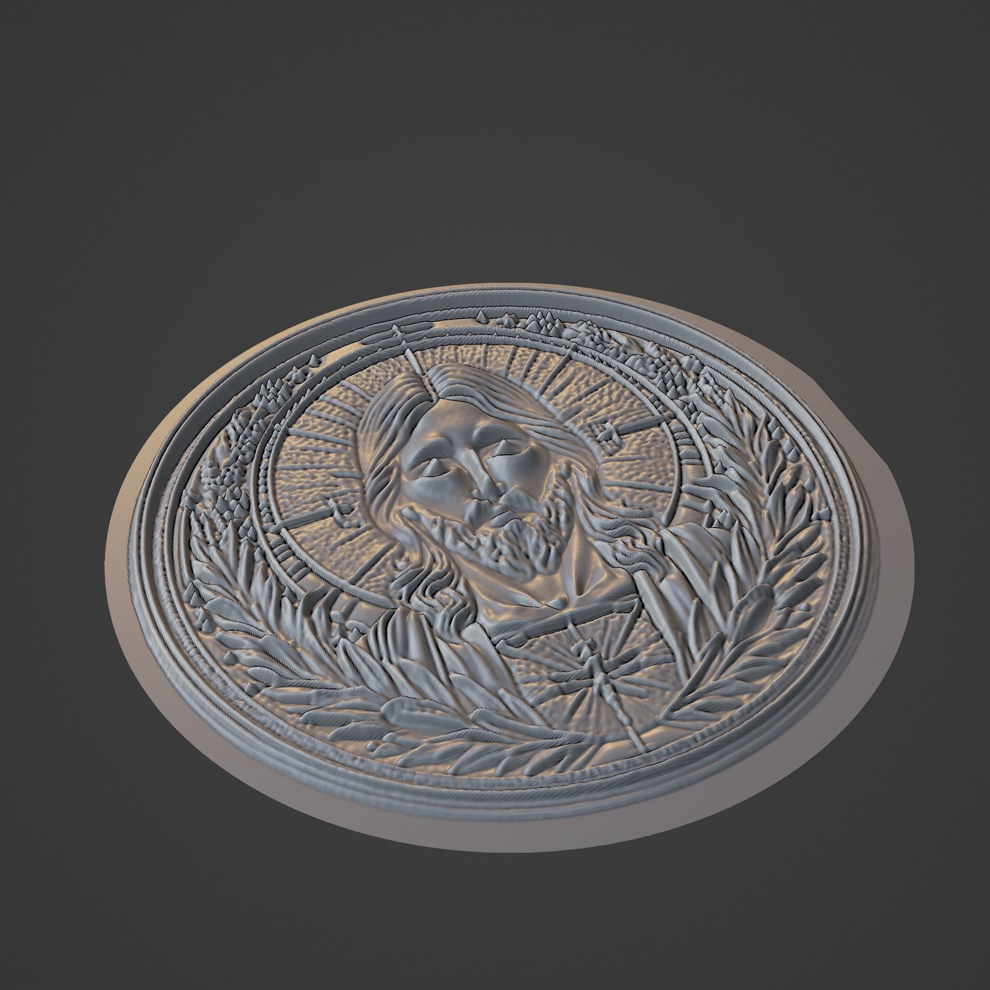 Jesus Christianity Medallion 3D print model_1