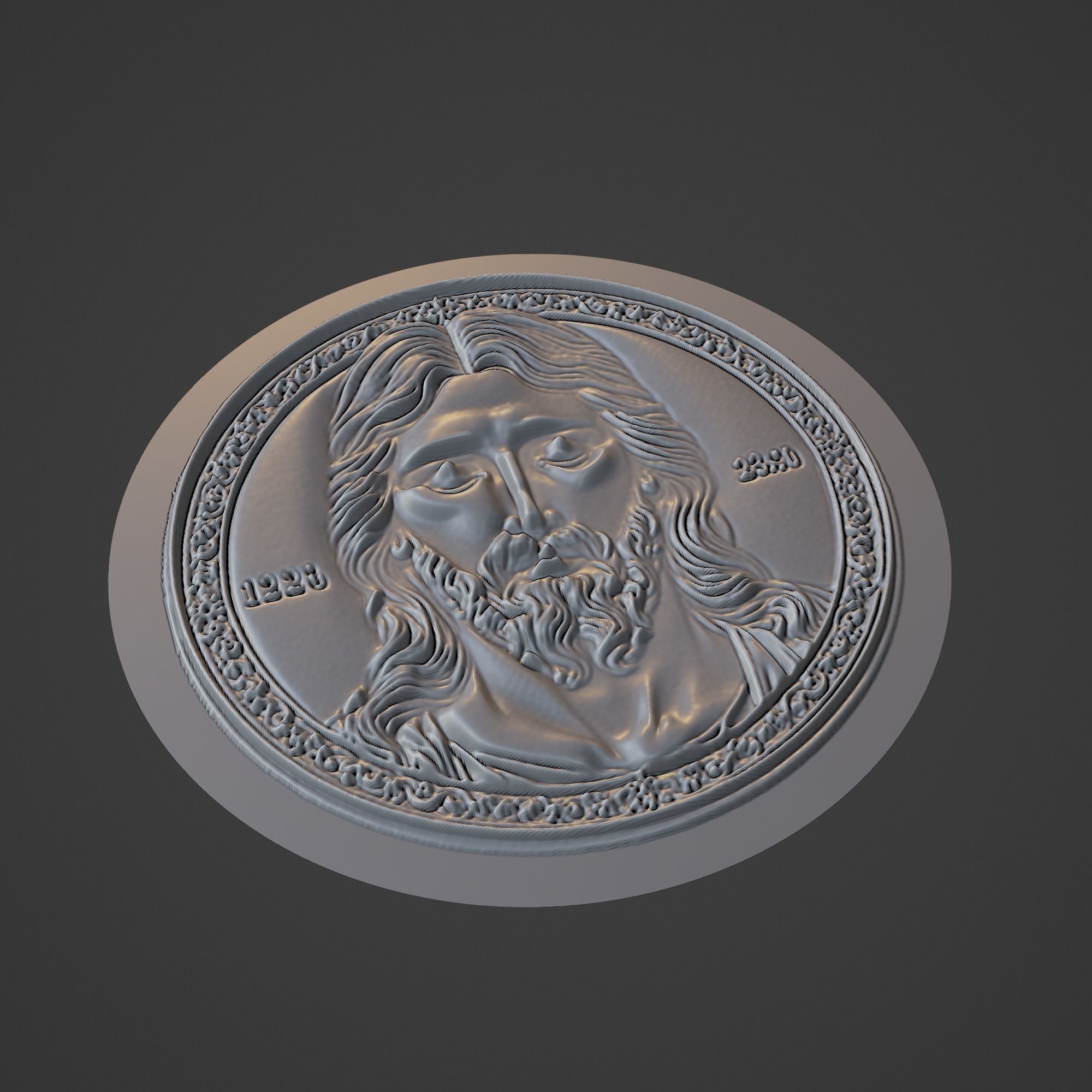 Jesus Christianity Medallion 3D print model_1