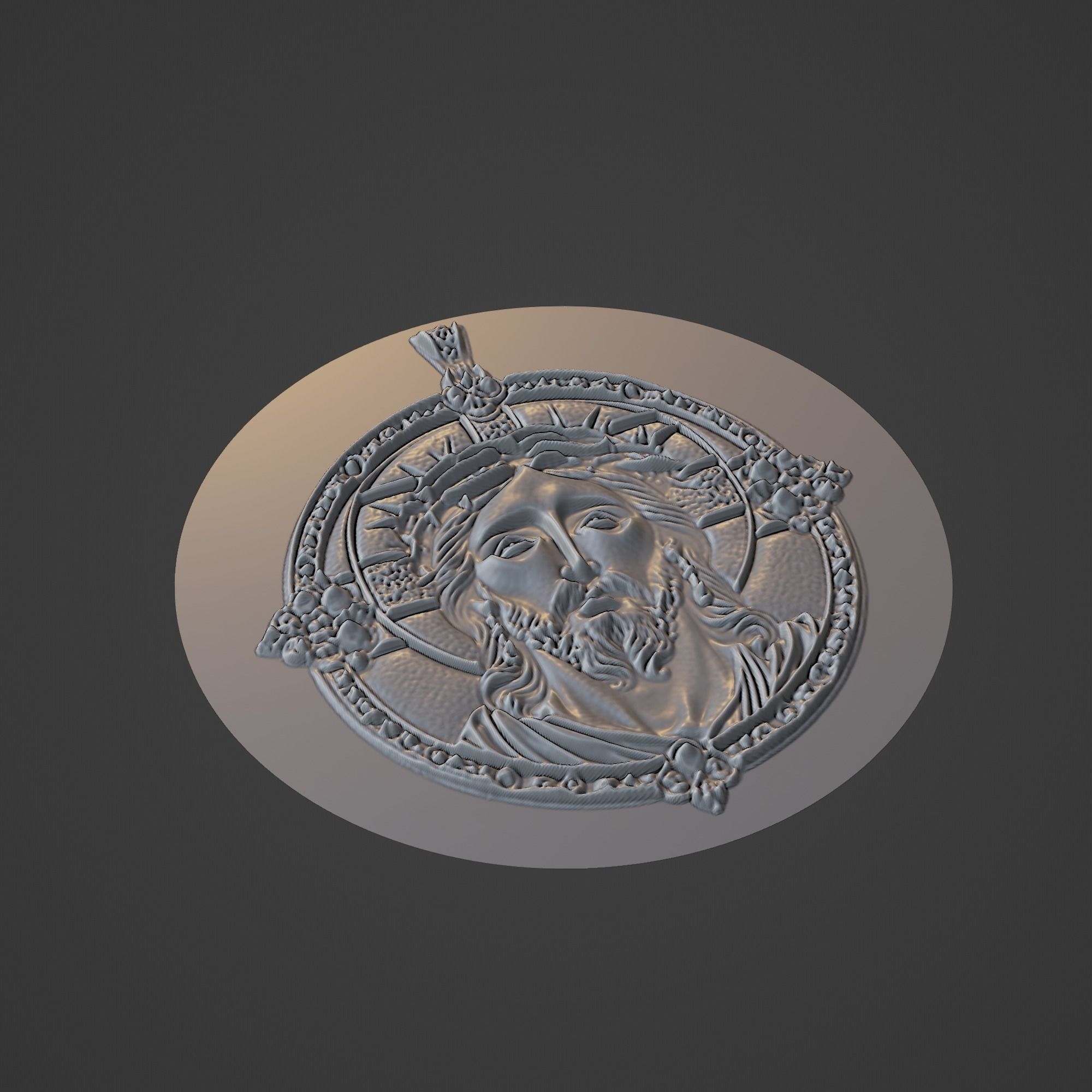 Jesus Christianity Medallion 3D print model_1