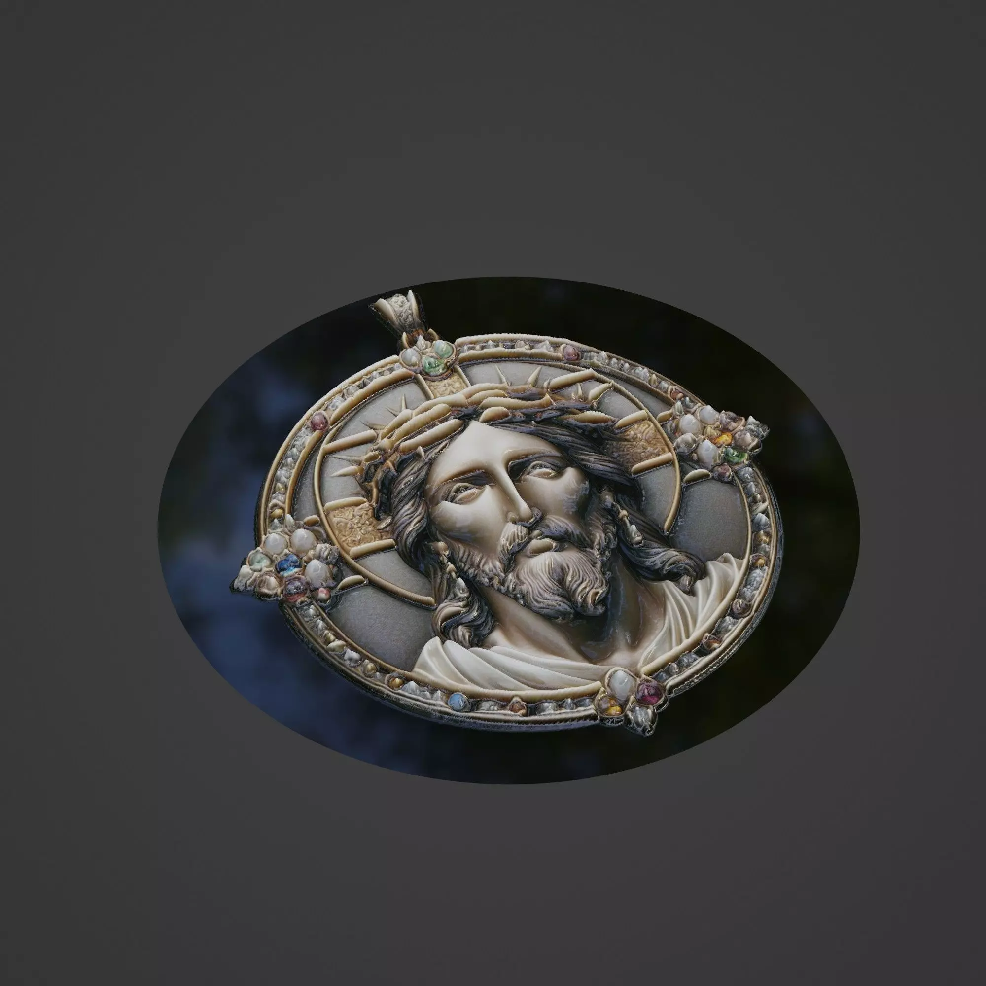 Jesus Christianity Medallion 3D print model_0