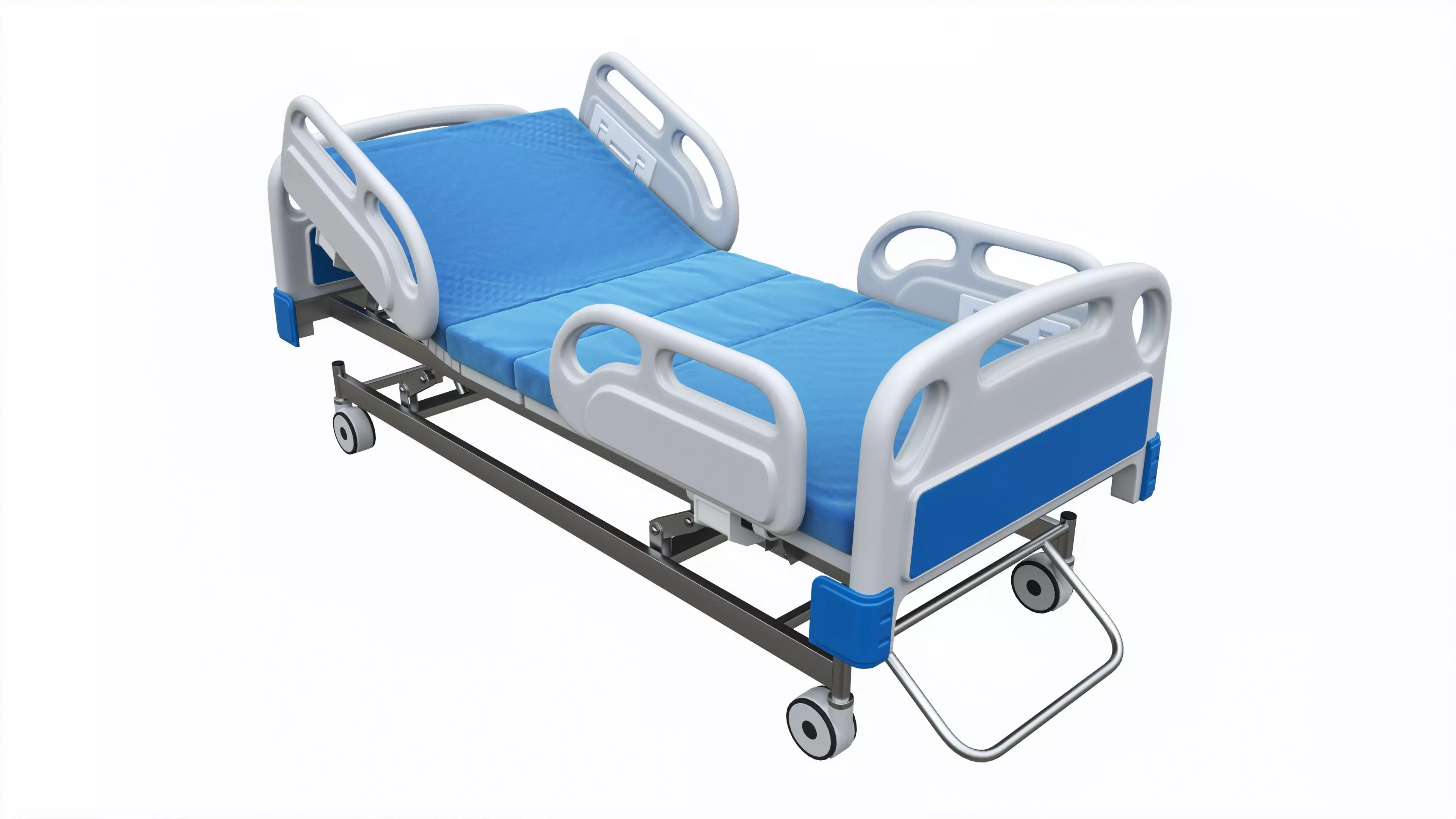 Medical Adjustable Five Functions Hospital Bed with Mattress 3D model_0