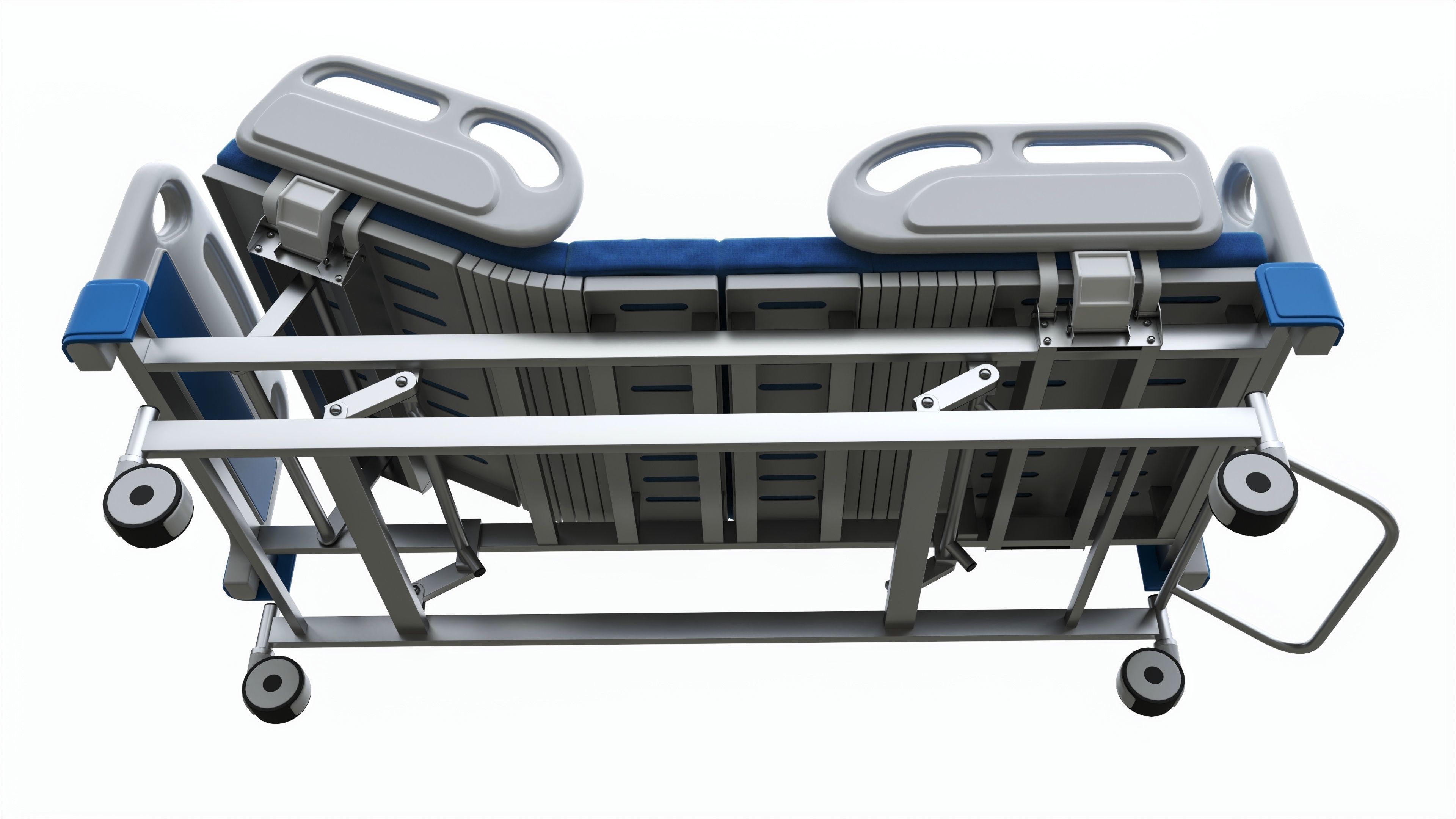 Medical Adjustable Five Functions Hospital Bed with Mattress 3D model_3