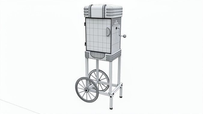 Popcorn Vintage Cart on Wheels 3D model 7