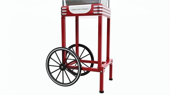 Popcorn Vintage Cart on Wheels 3D model 4