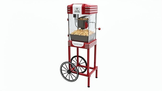 Popcorn Vintage Cart on Wheels 3D model 2