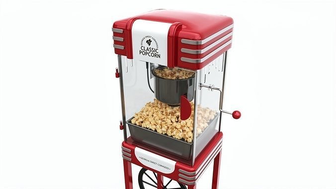 Popcorn Vintage Cart on Wheels 3D model 3