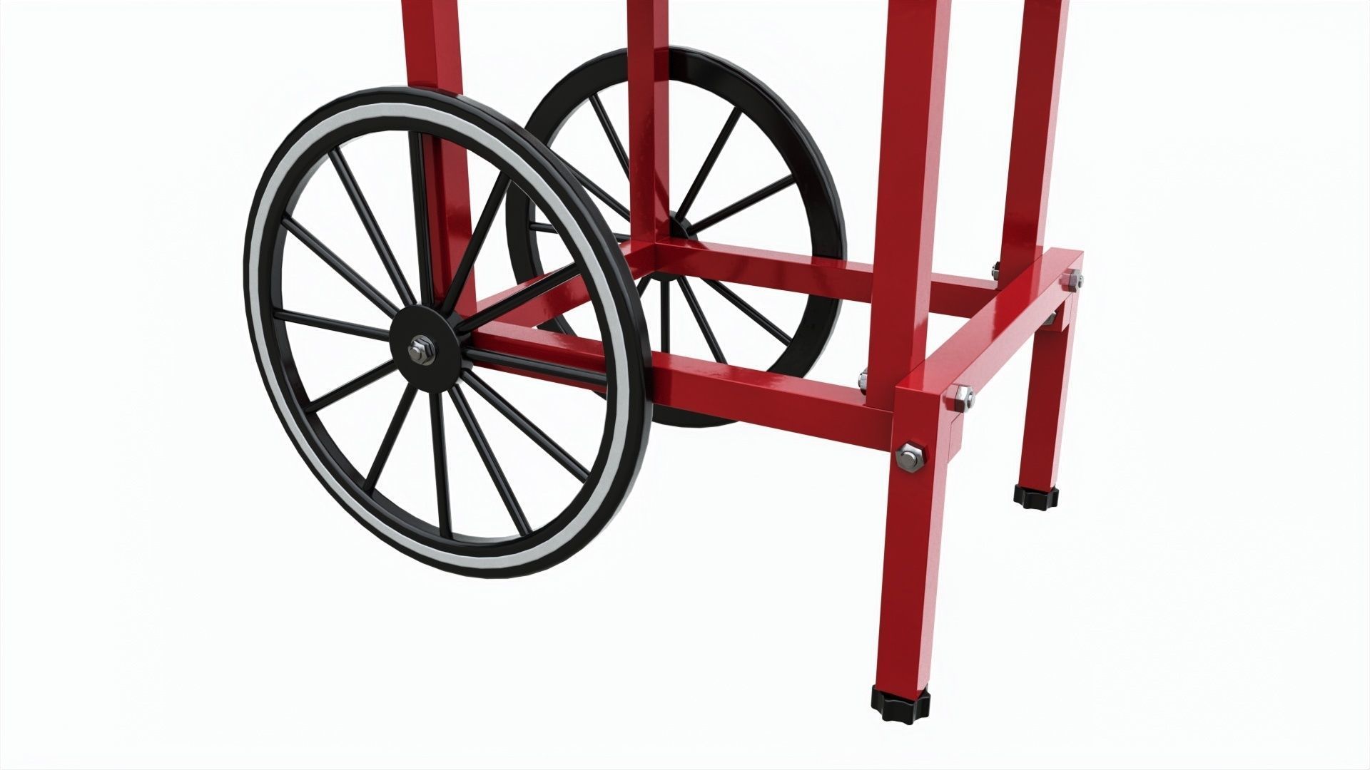 Popcorn Vintage Cart on Wheels with Shelf 3D model_4