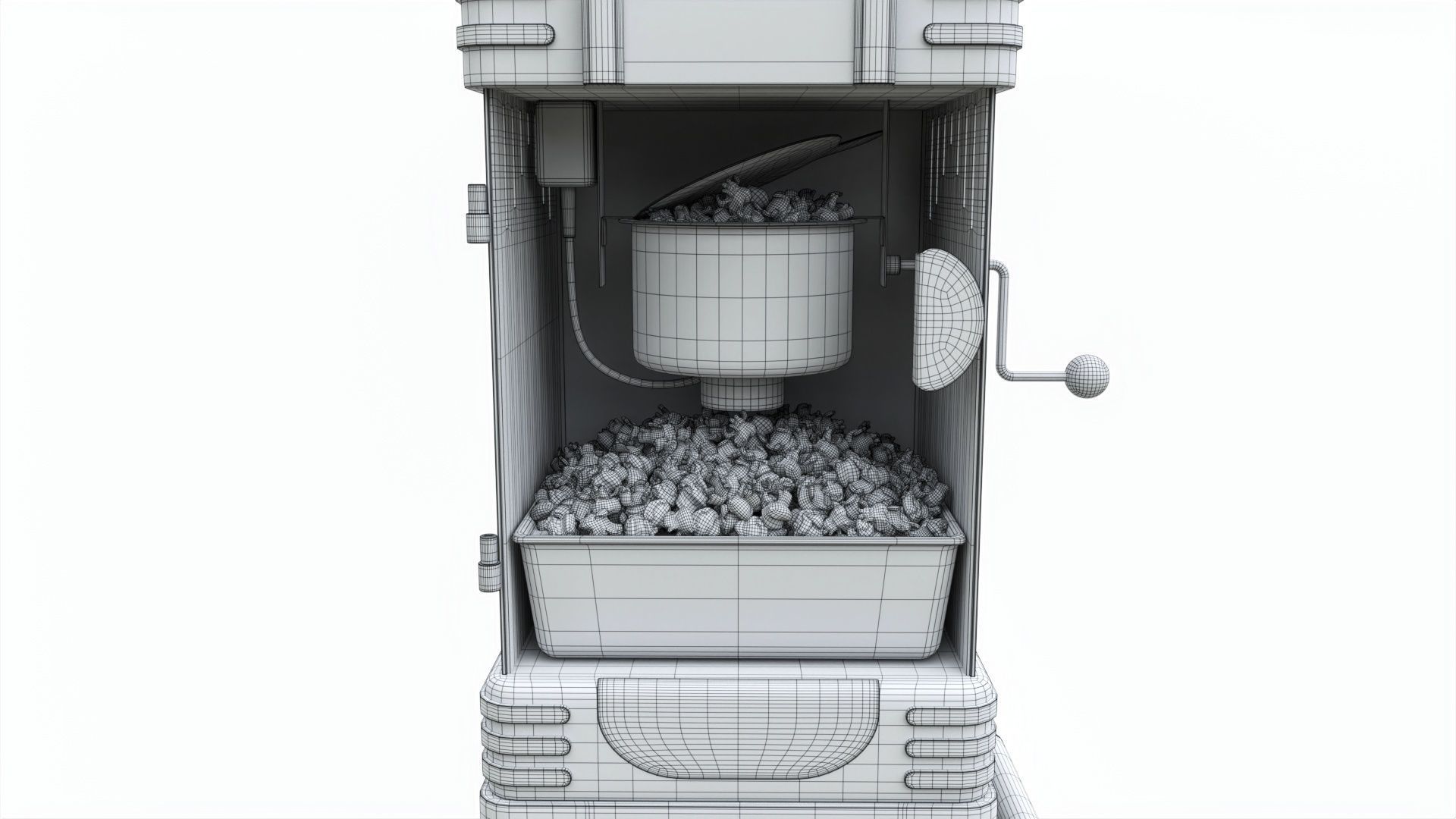 Popcorn Vintage Cart on Wheels with Shelf 3D model_7