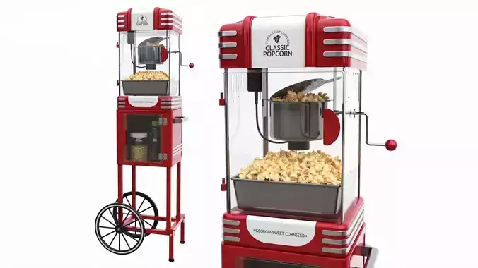 Popcorn Vintage Cart on Wheels with Shelf