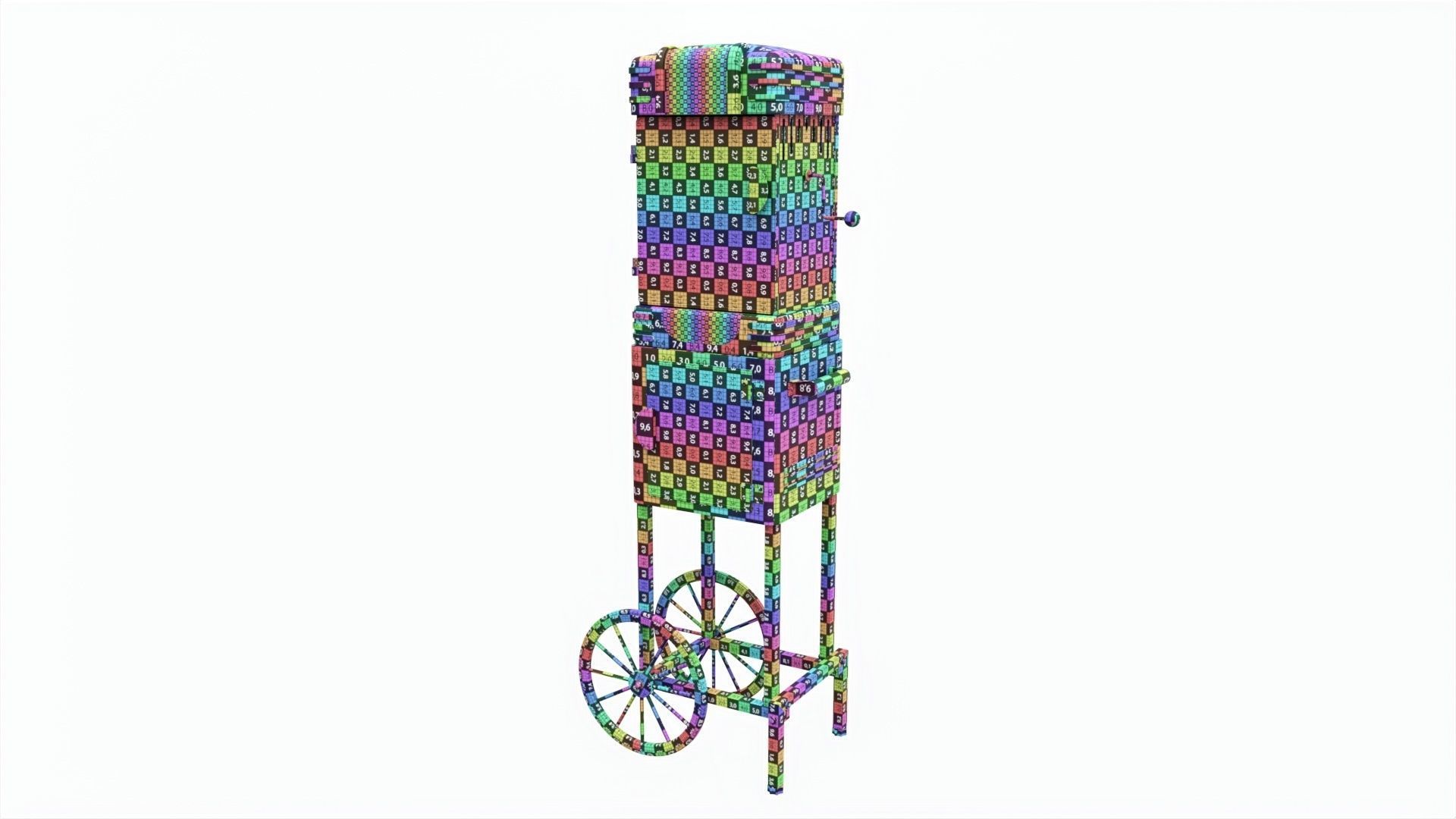 Popcorn Vintage Cart on Wheels with Shelf 3D model_8