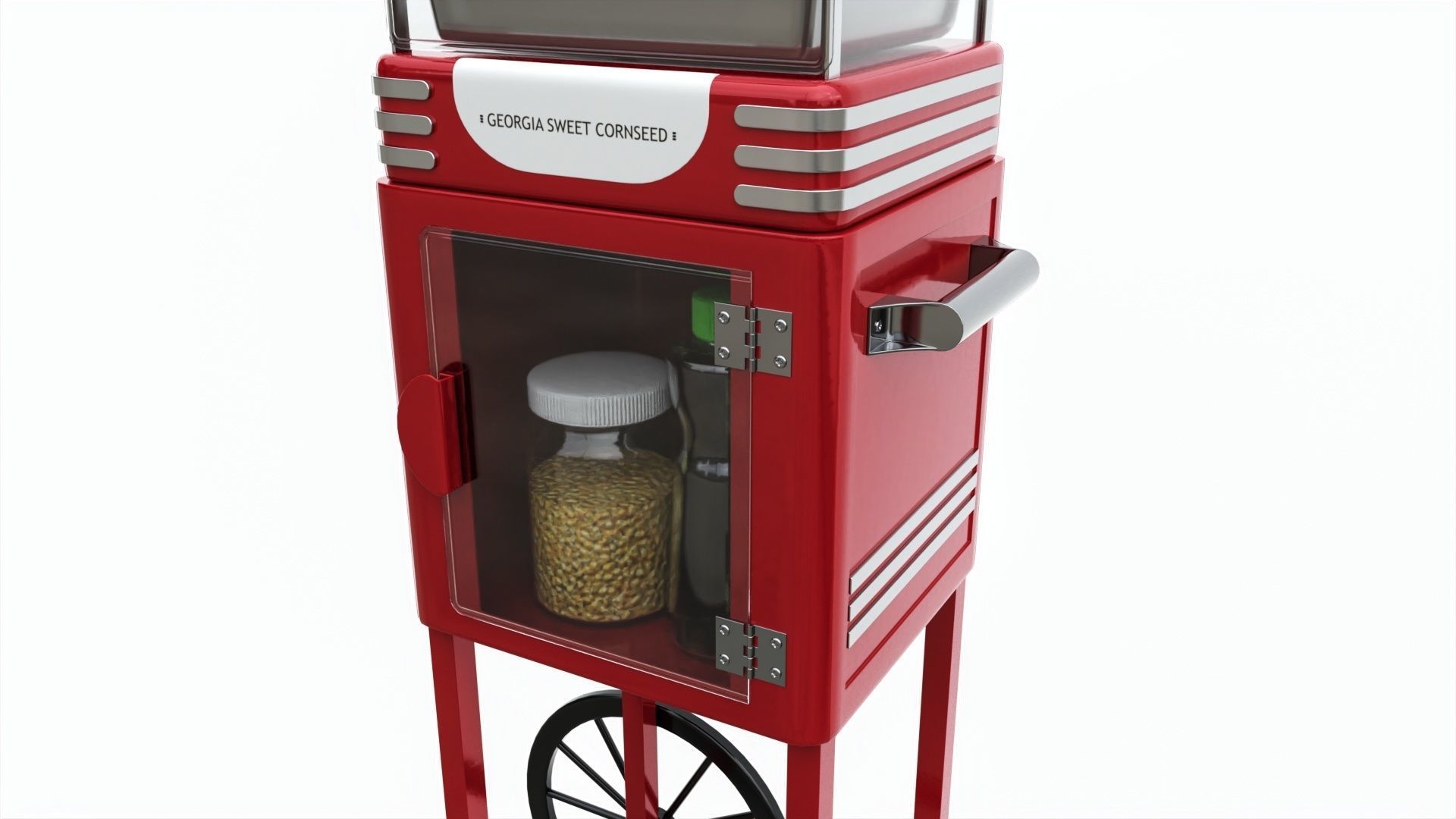 Popcorn Vintage Cart on Wheels with Shelf 3D model_3