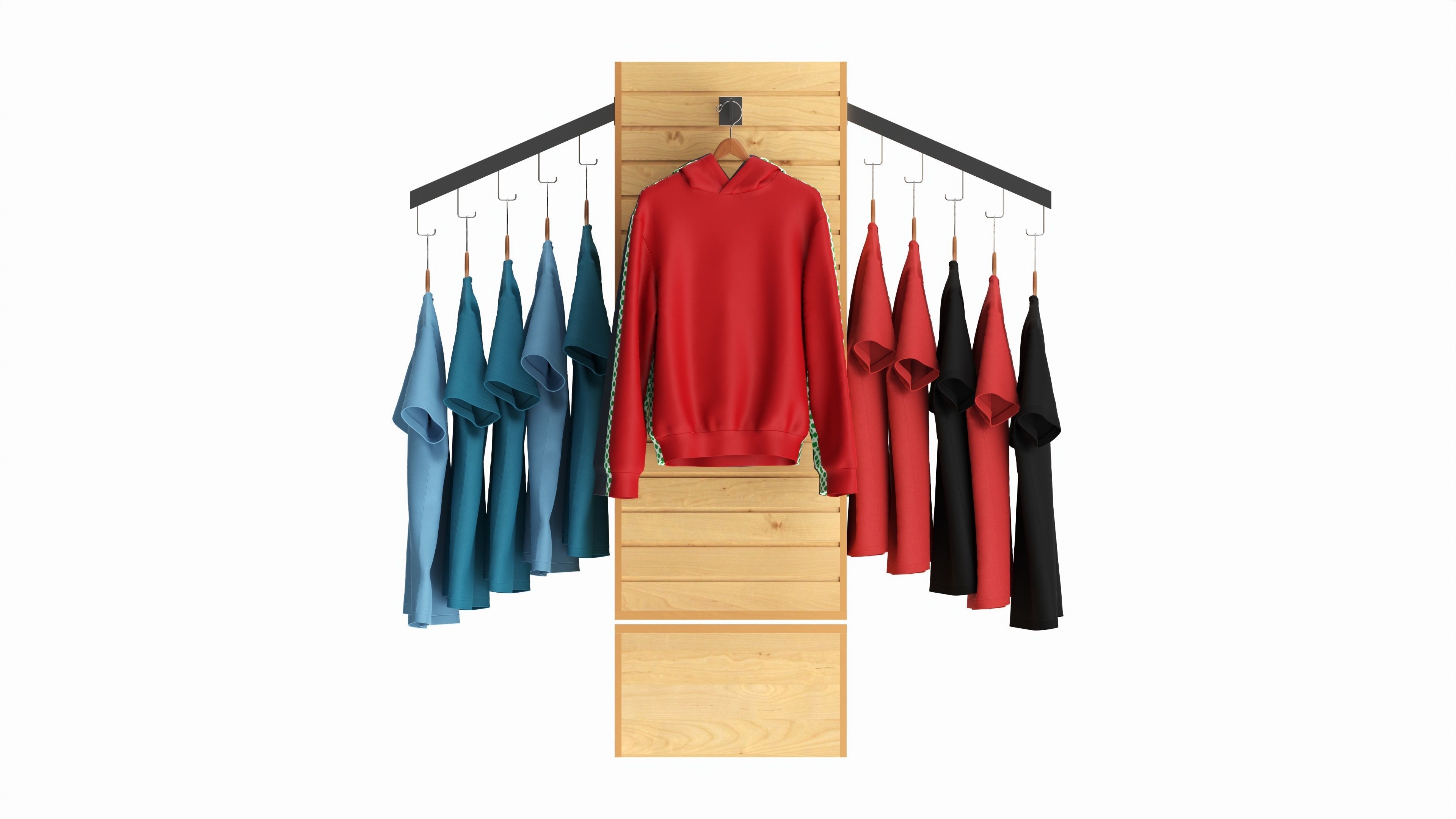 Store Clothing Rotating Slatwall Cube Merchandiser 3D model_3
