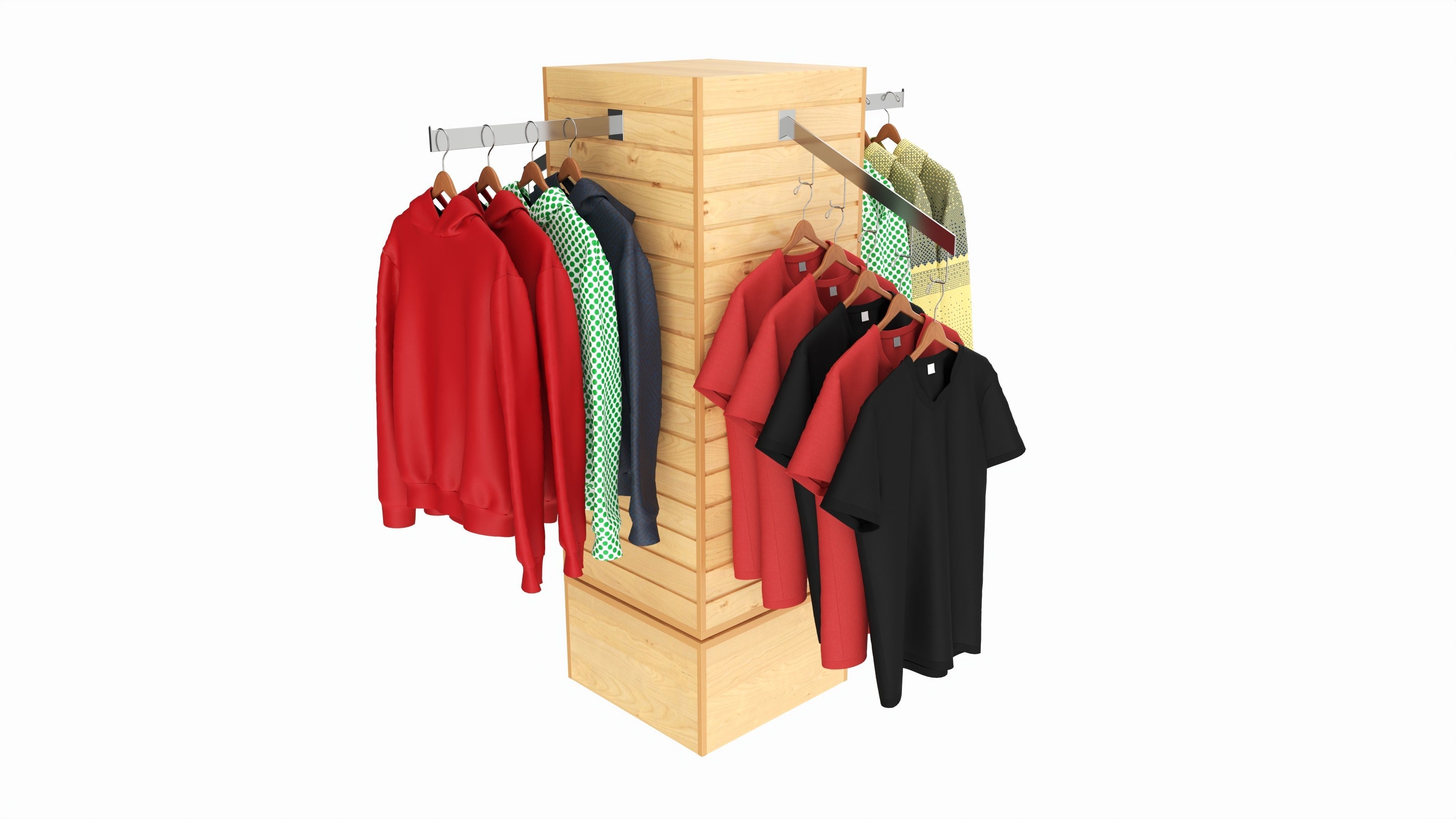 Store Clothing Rotating Slatwall Cube Merchandiser 3D model_1