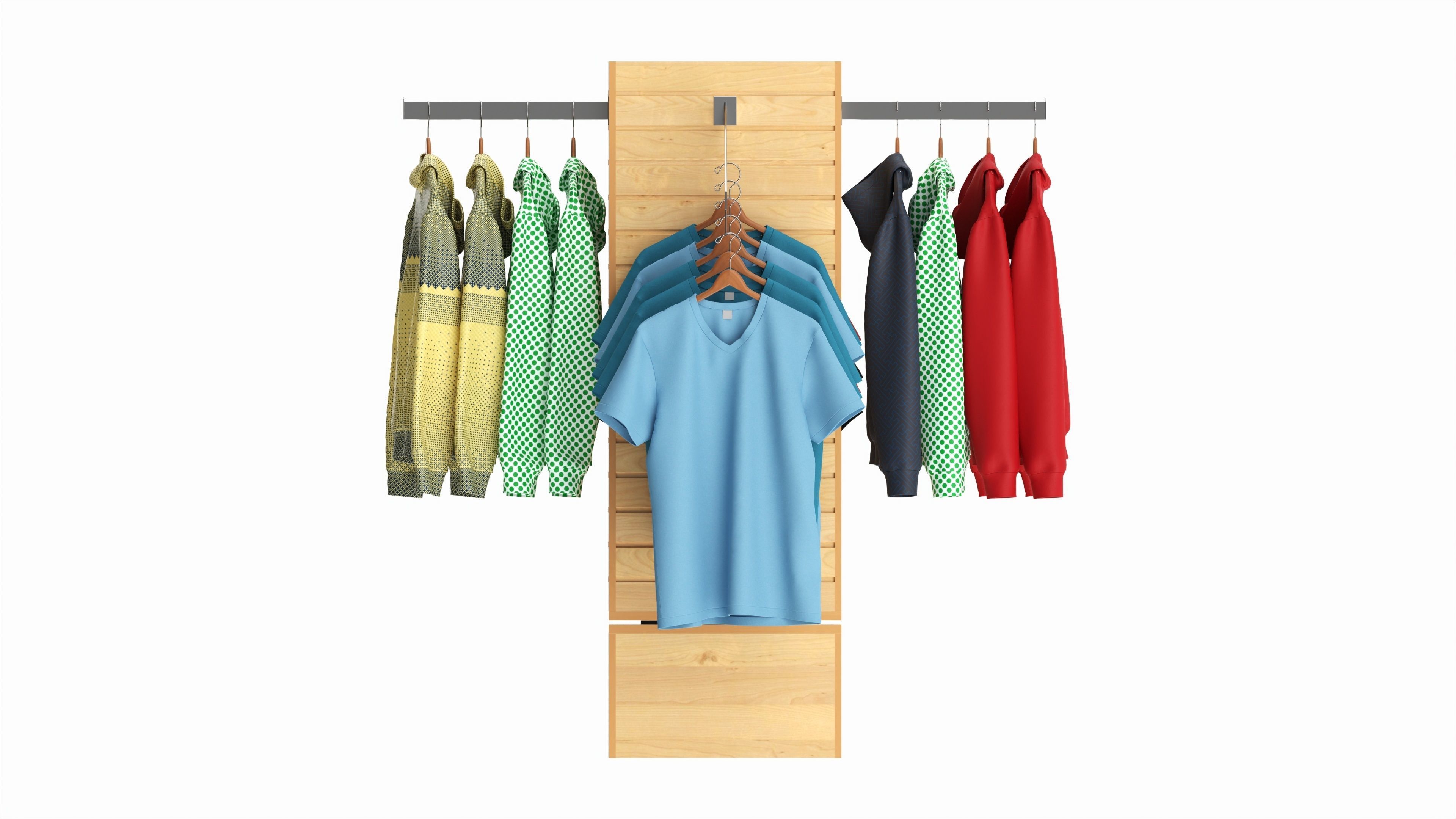 Store Clothing Rotating Slatwall Cube Merchandiser 3D model_4
