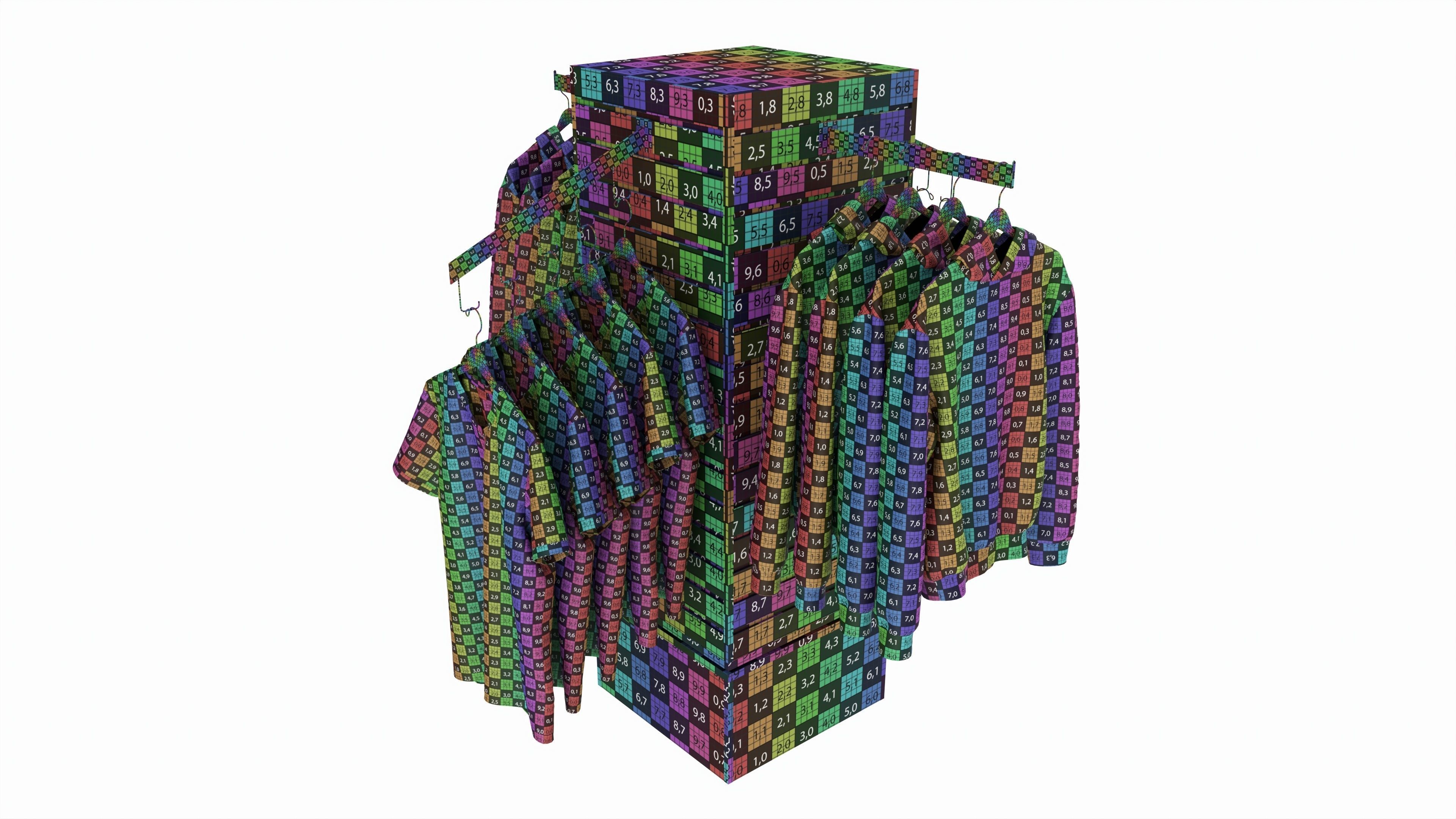 Store Clothing Rotating Slatwall Cube Merchandiser 3D model_6
