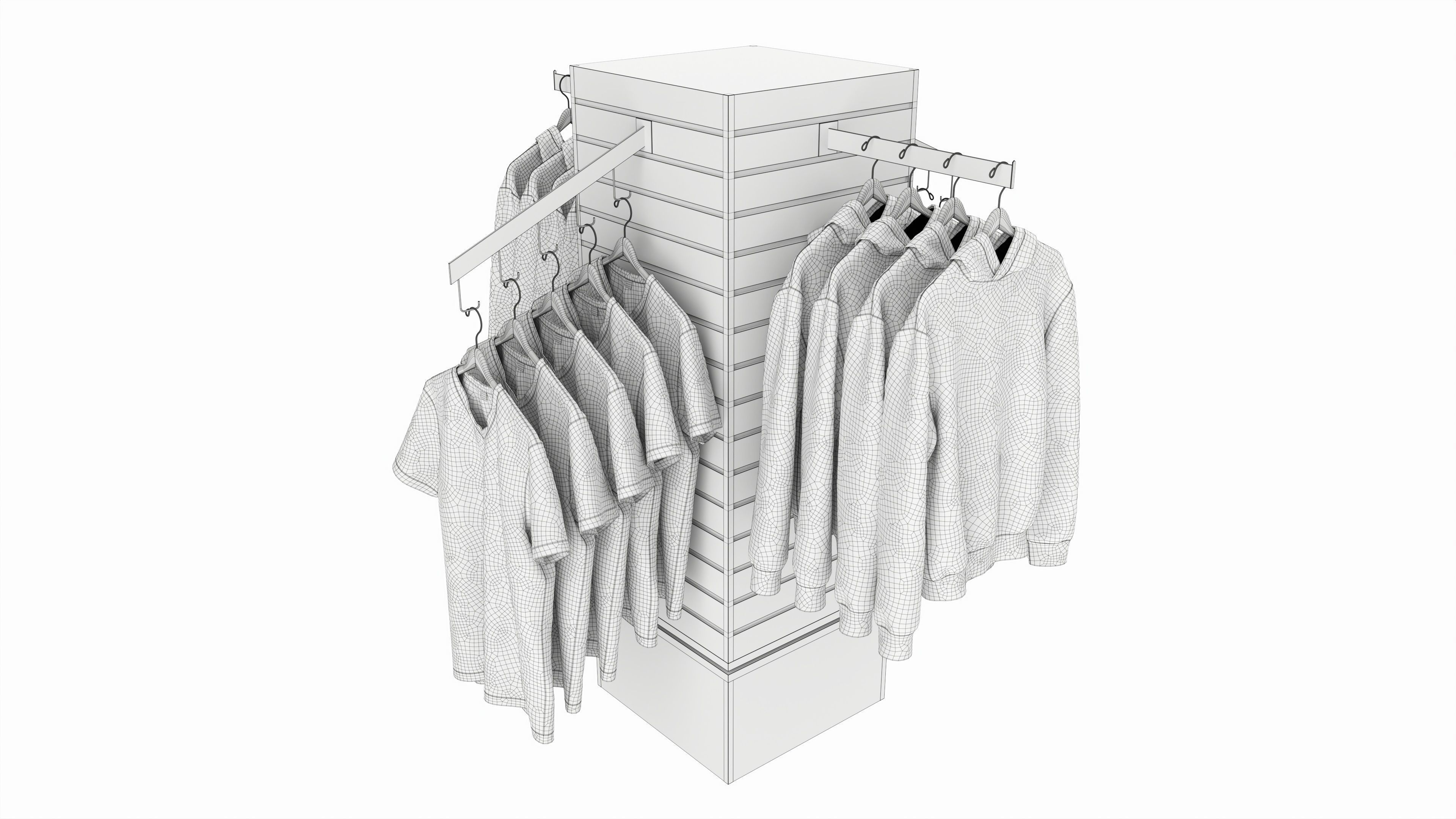 Store Clothing Rotating Slatwall Cube Merchandiser 3D model_5