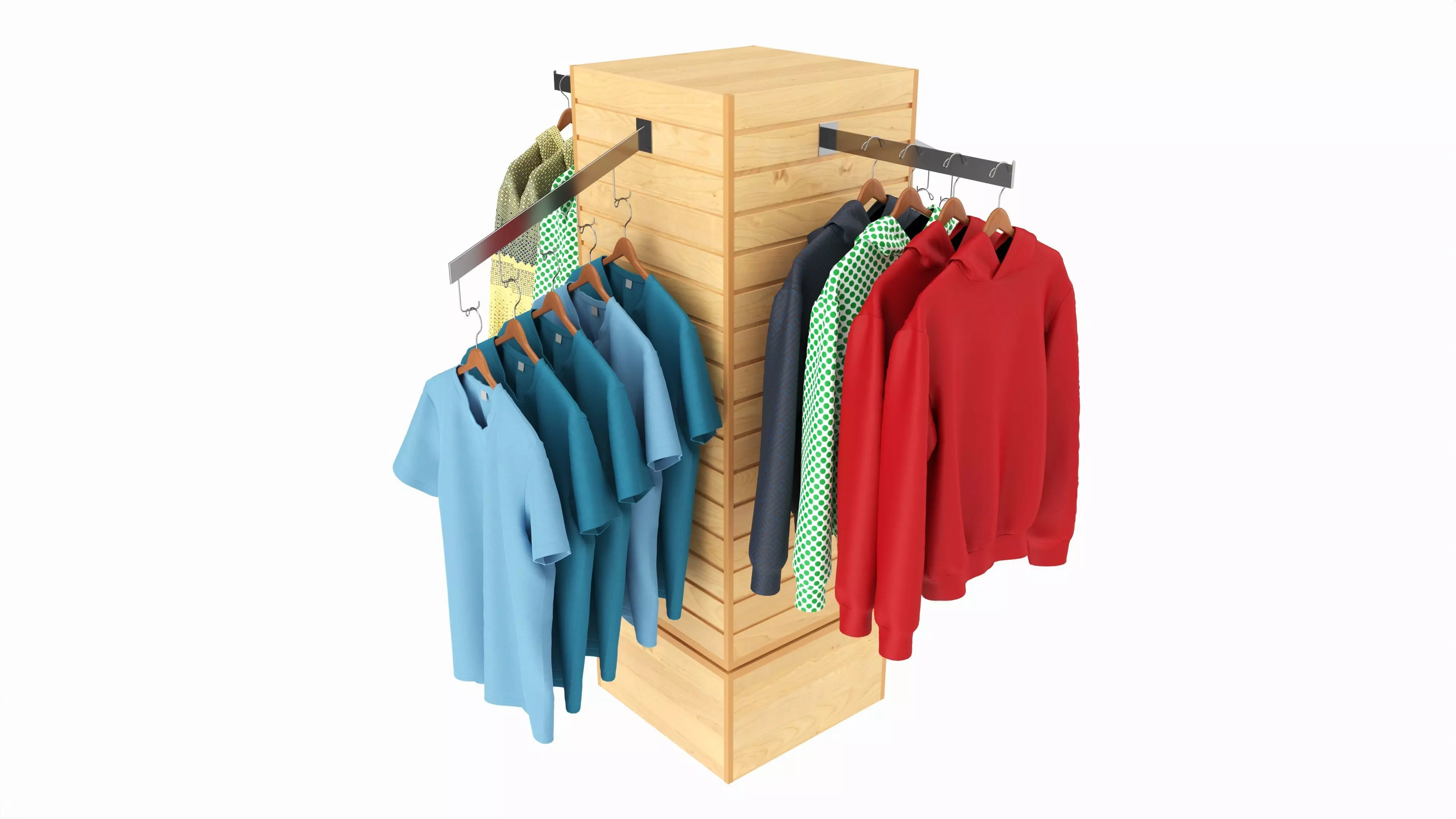 Store Clothing Rotating Slatwall Cube Merchandiser 3D model_0