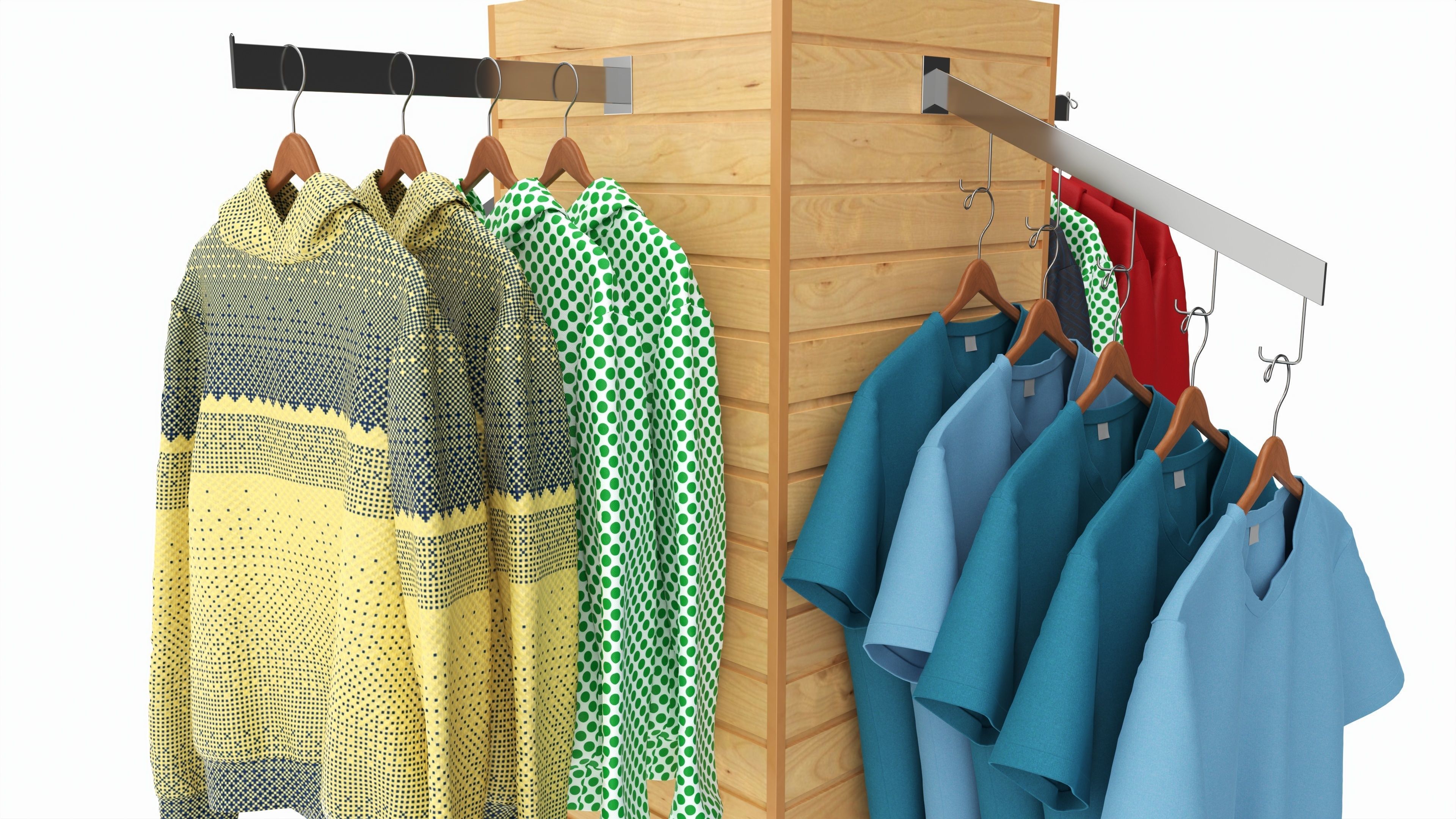 Store Clothing Rotating Slatwall Cube Merchandiser 3D model_2