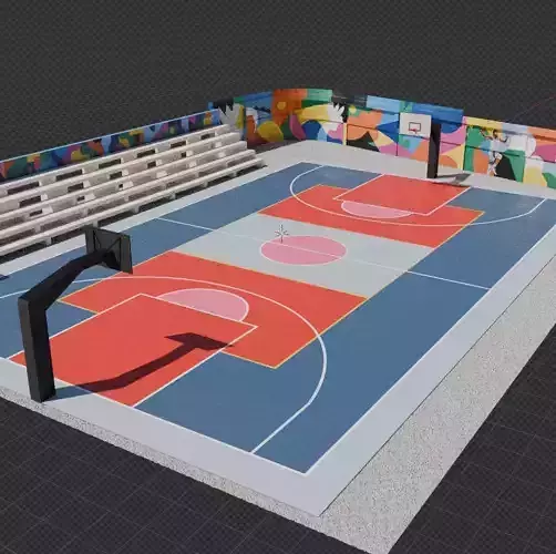 Colorful Basketball Court 3D model - Blender