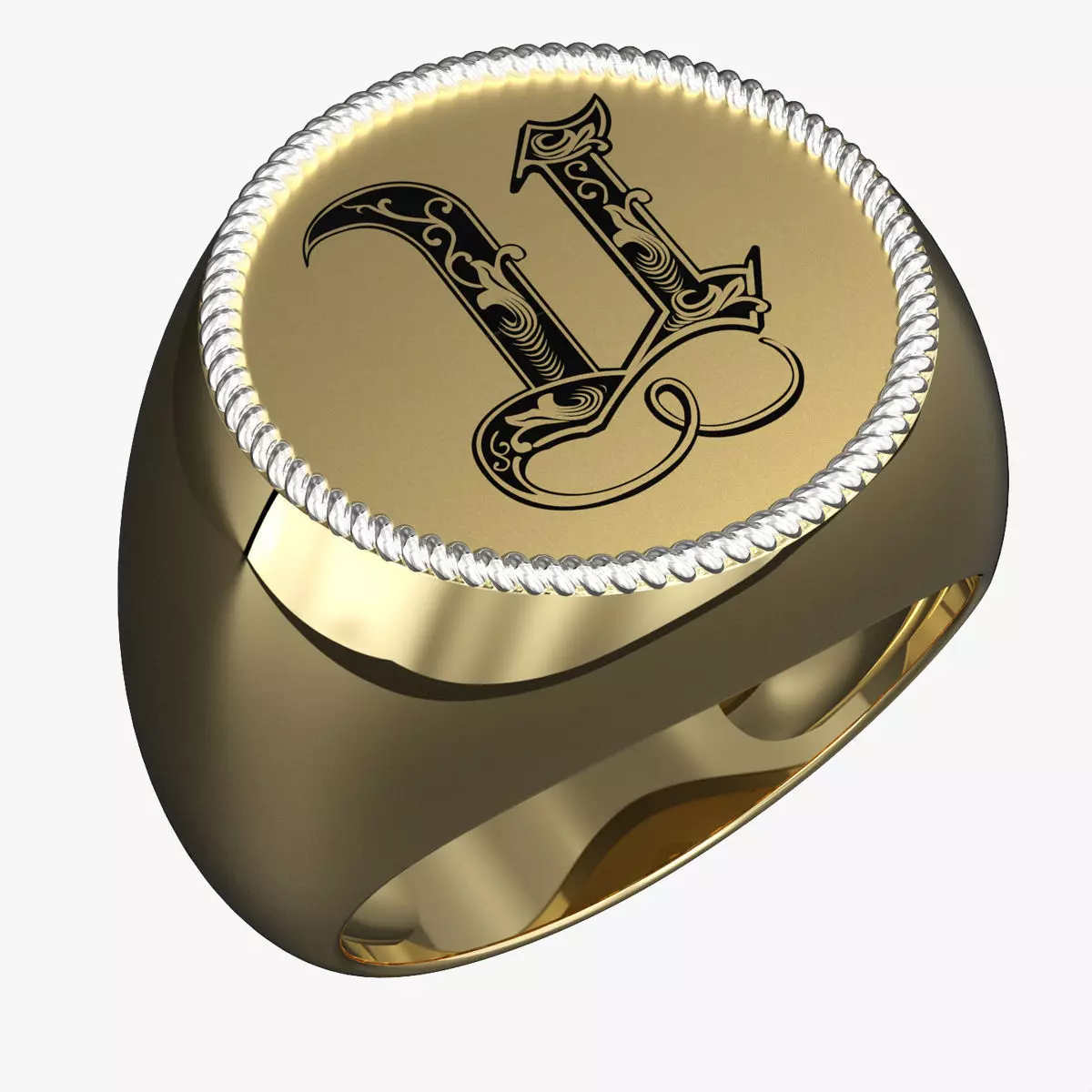 Jewelry alphabet Ring U 3D print model