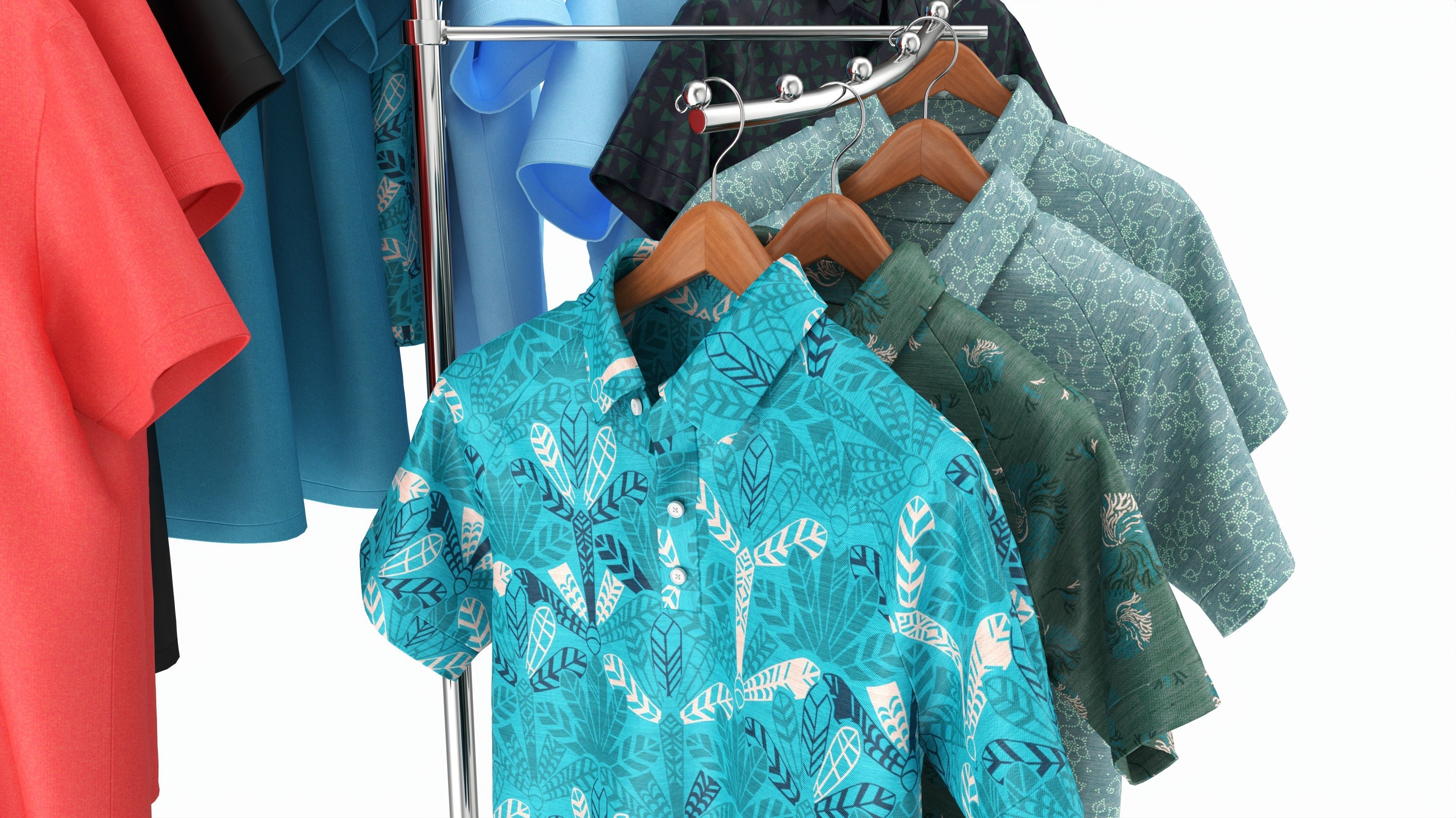 Store Metal Spiral Clothing Rack 3D model_3