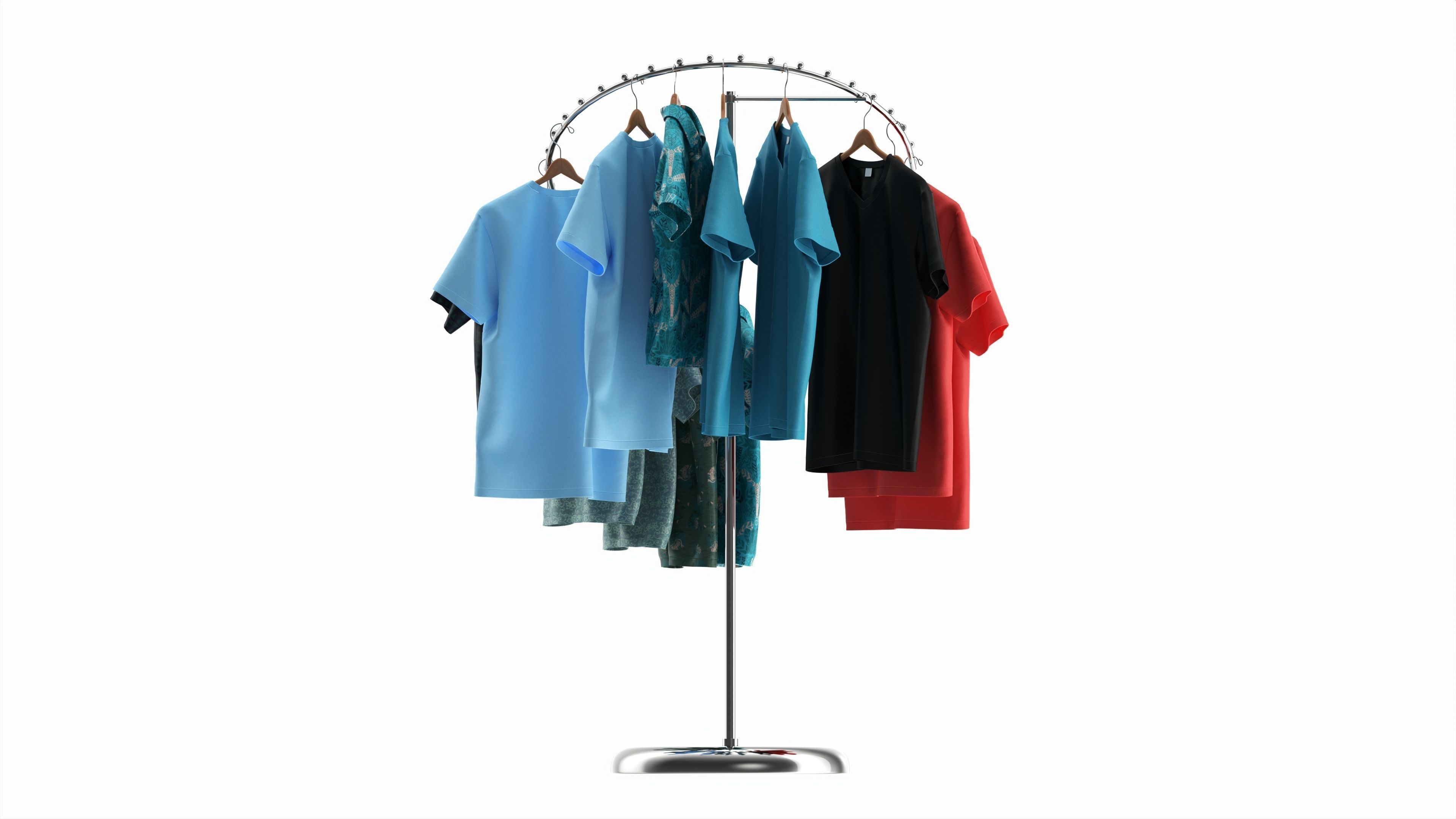 Store Metal Spiral Clothing Rack 3D model_4