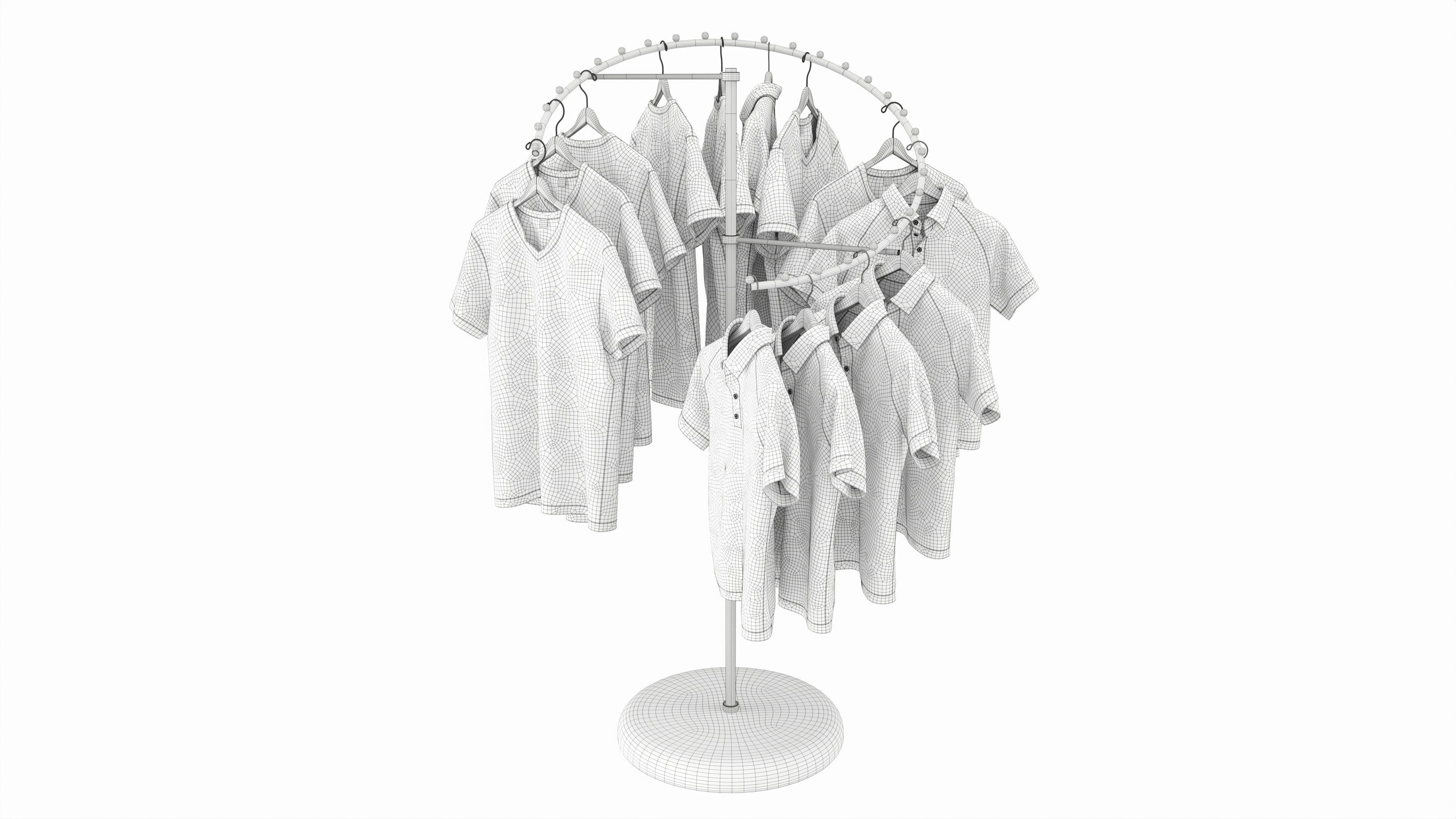 Store Metal Spiral Clothing Rack 3D model_6