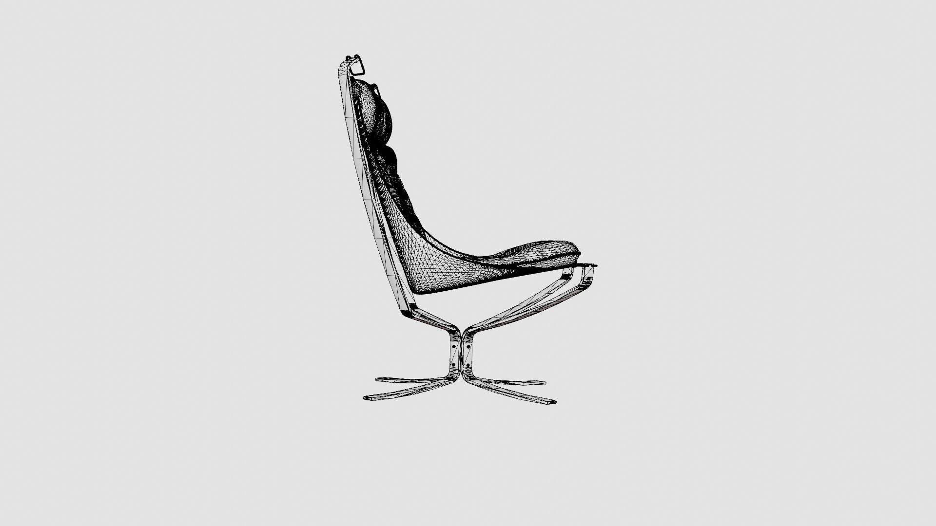 LK Hjelle Falcon First High Lounge Chair Low-poly 3D model_8