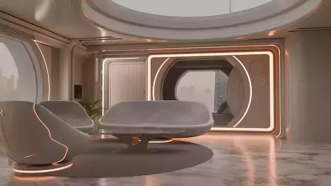 Higher End Cyberpunk Apartment 3D model