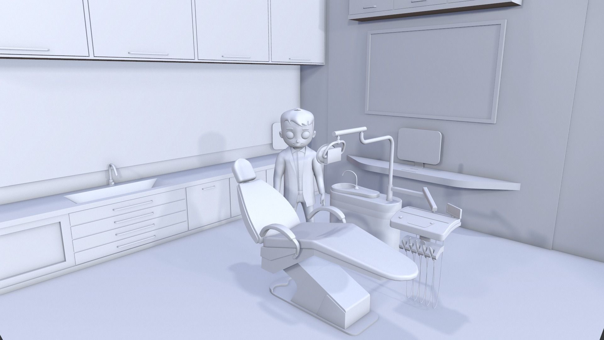 Low Poly Community Helper Dentist - Male 3D model_2