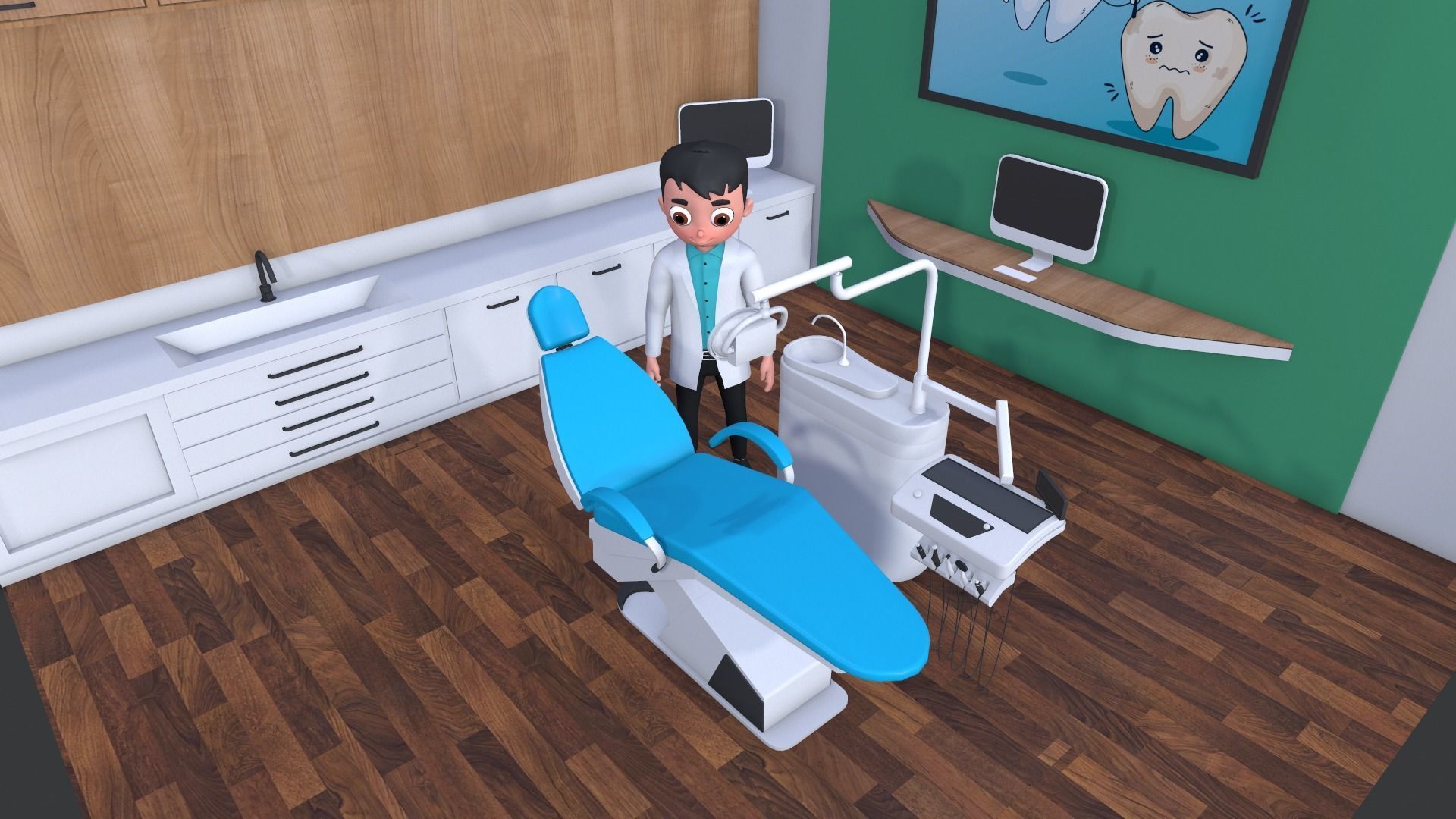 Low Poly Community Helper Dentist - Male 3D model_5